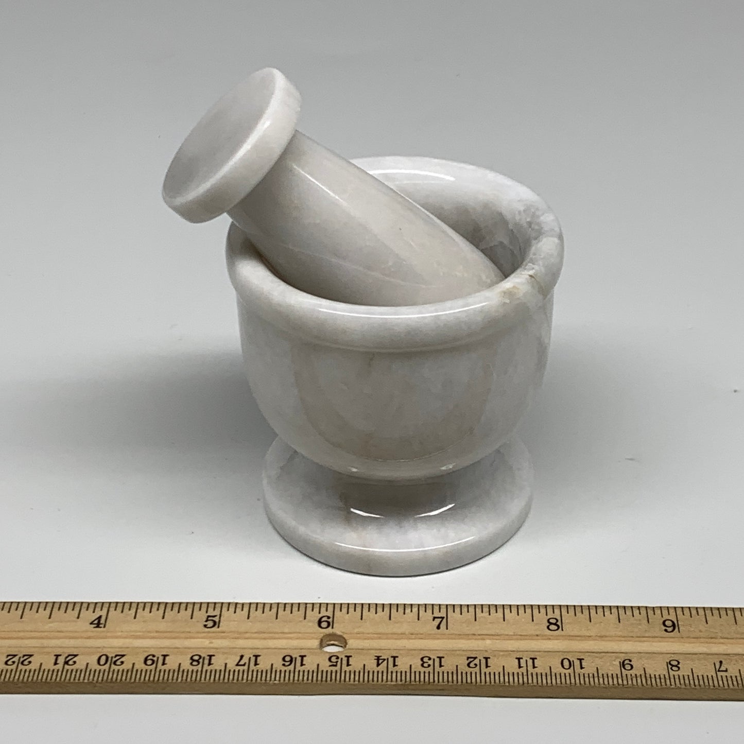 1.3 lbs, 2.9"x3", Natural Marble Crystal Pestle and Mortar Handmade, B32573