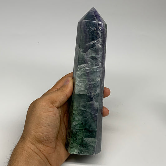 1.57 lbs,  6.4"x1.8"x1.7" Natural Fluorite Tower Obelisk Point Crystal, B29691