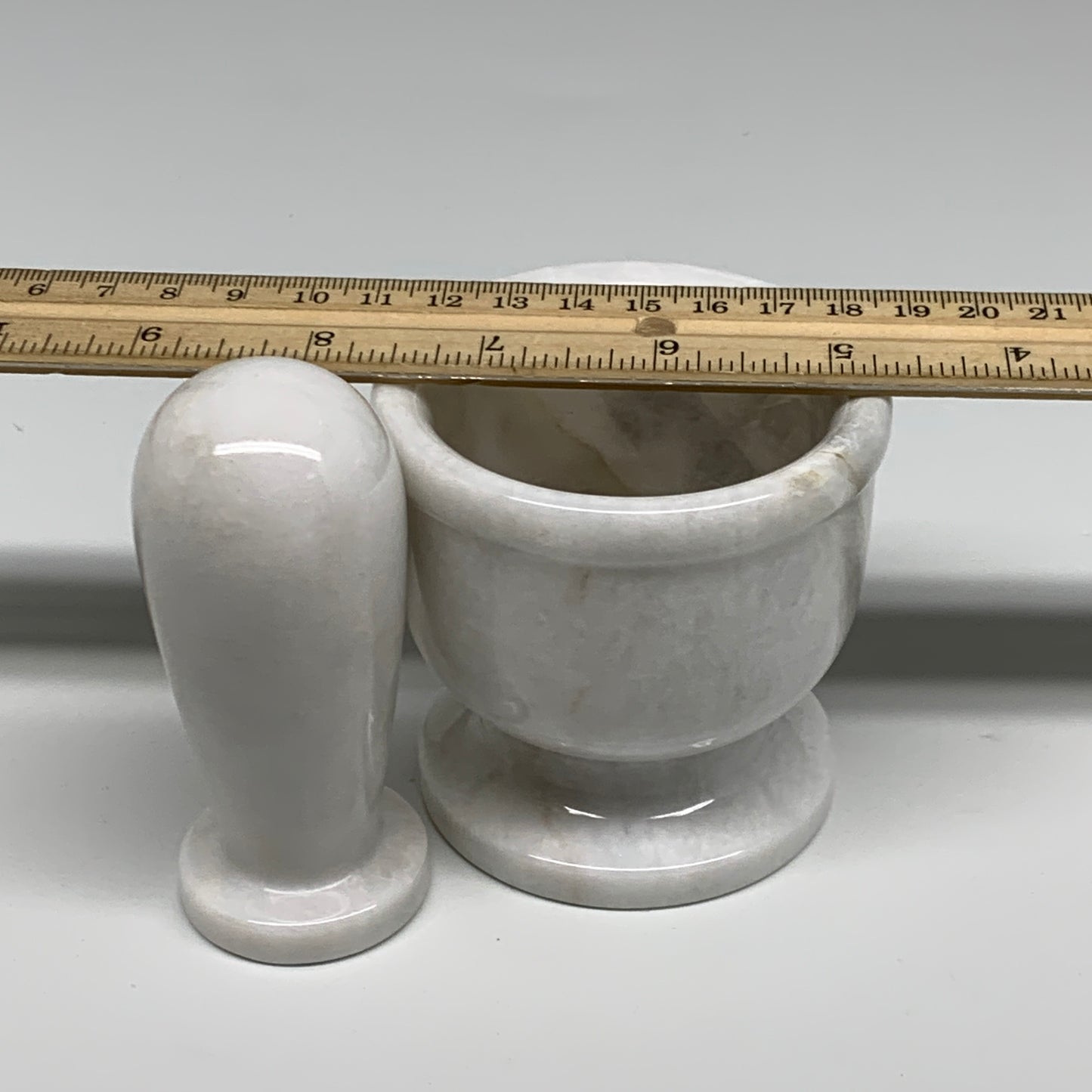 1.3 lbs, 2.9"x3", Natural Marble Crystal Pestle and Mortar Handmade, B32573