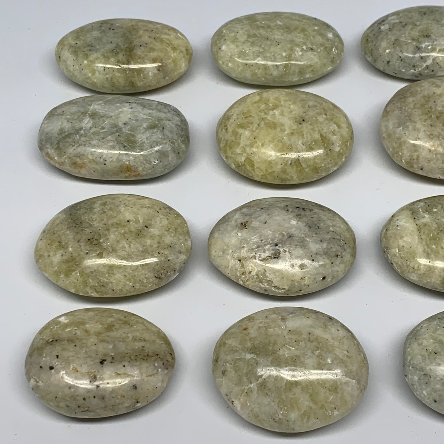 2.2 Lbs, 2"-2.4", 12pcs, Yellow Calcite Palm-Stone Crystal Polished, B17774