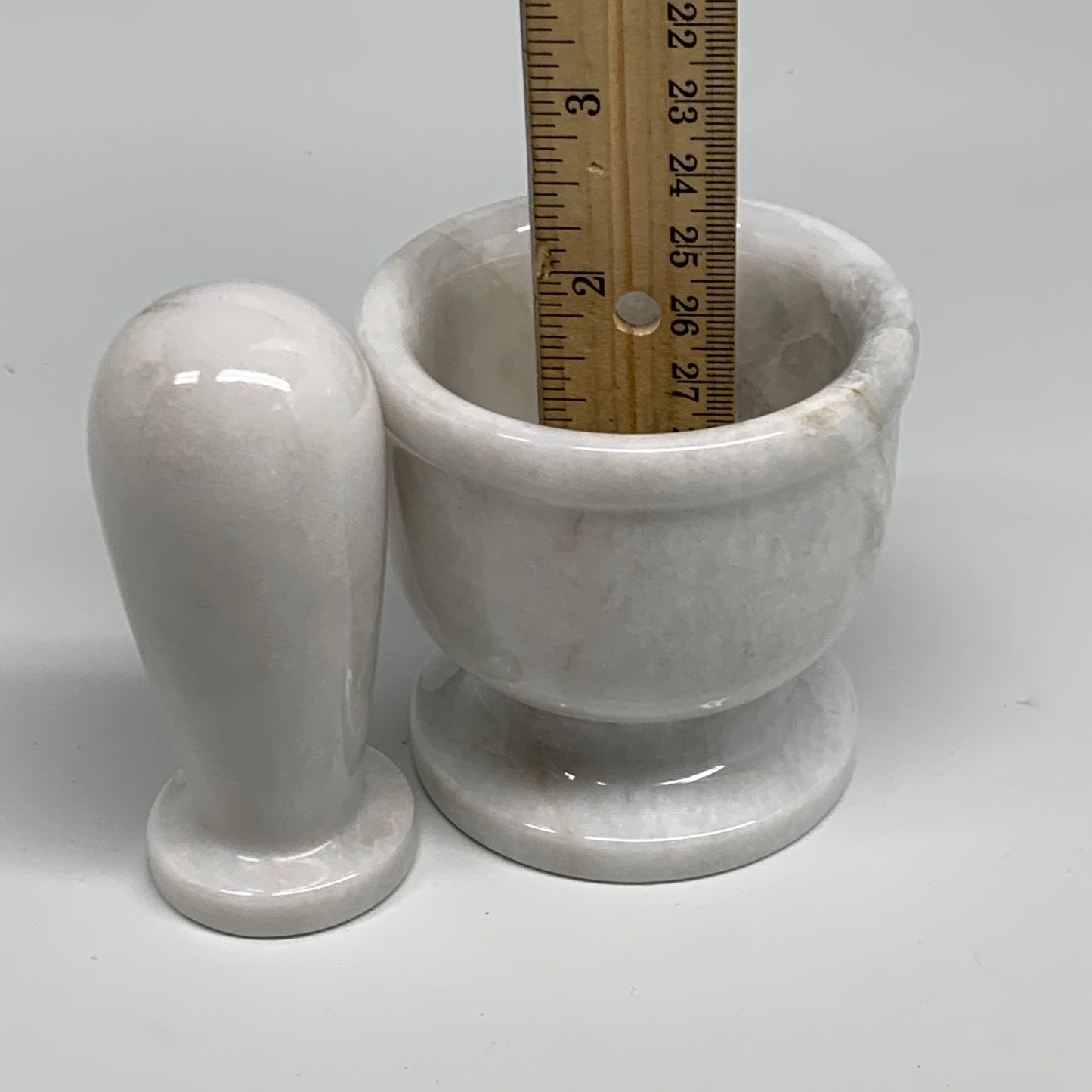 1.3 lbs, 2.9"x3", Natural Marble Crystal Pestle and Mortar Handmade, B32573