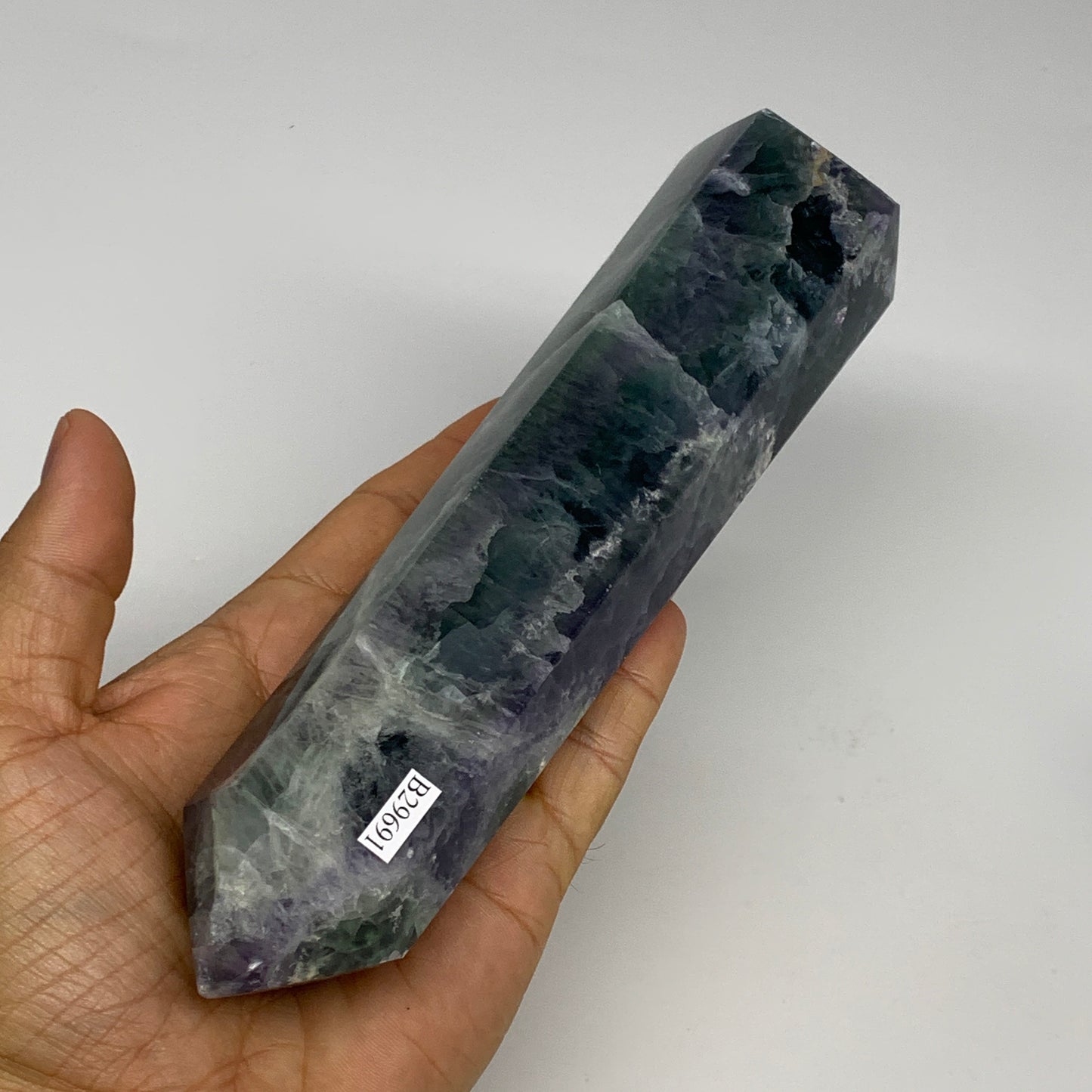 1.57 lbs,  6.4"x1.8"x1.7" Natural Fluorite Tower Obelisk Point Crystal, B29691