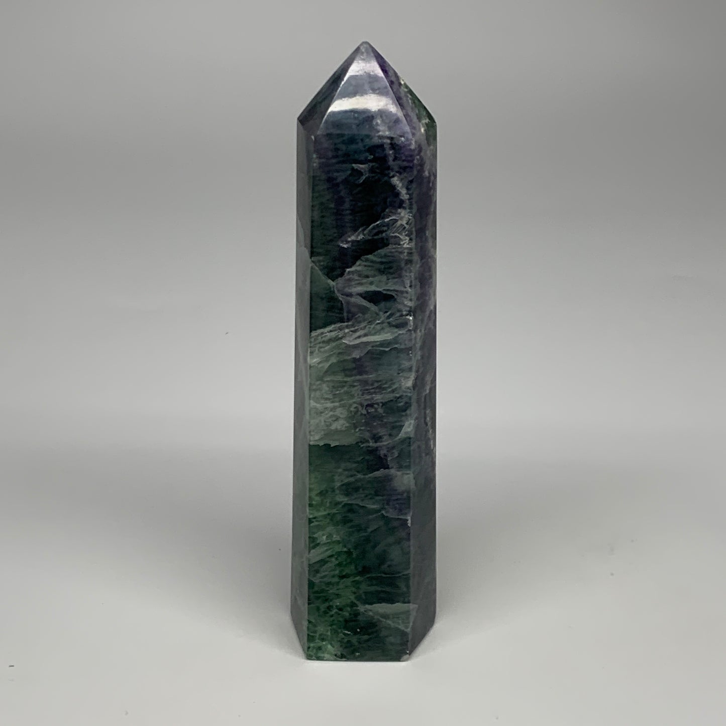 1.57 lbs,  6.4"x1.8"x1.7" Natural Fluorite Tower Obelisk Point Crystal, B29691