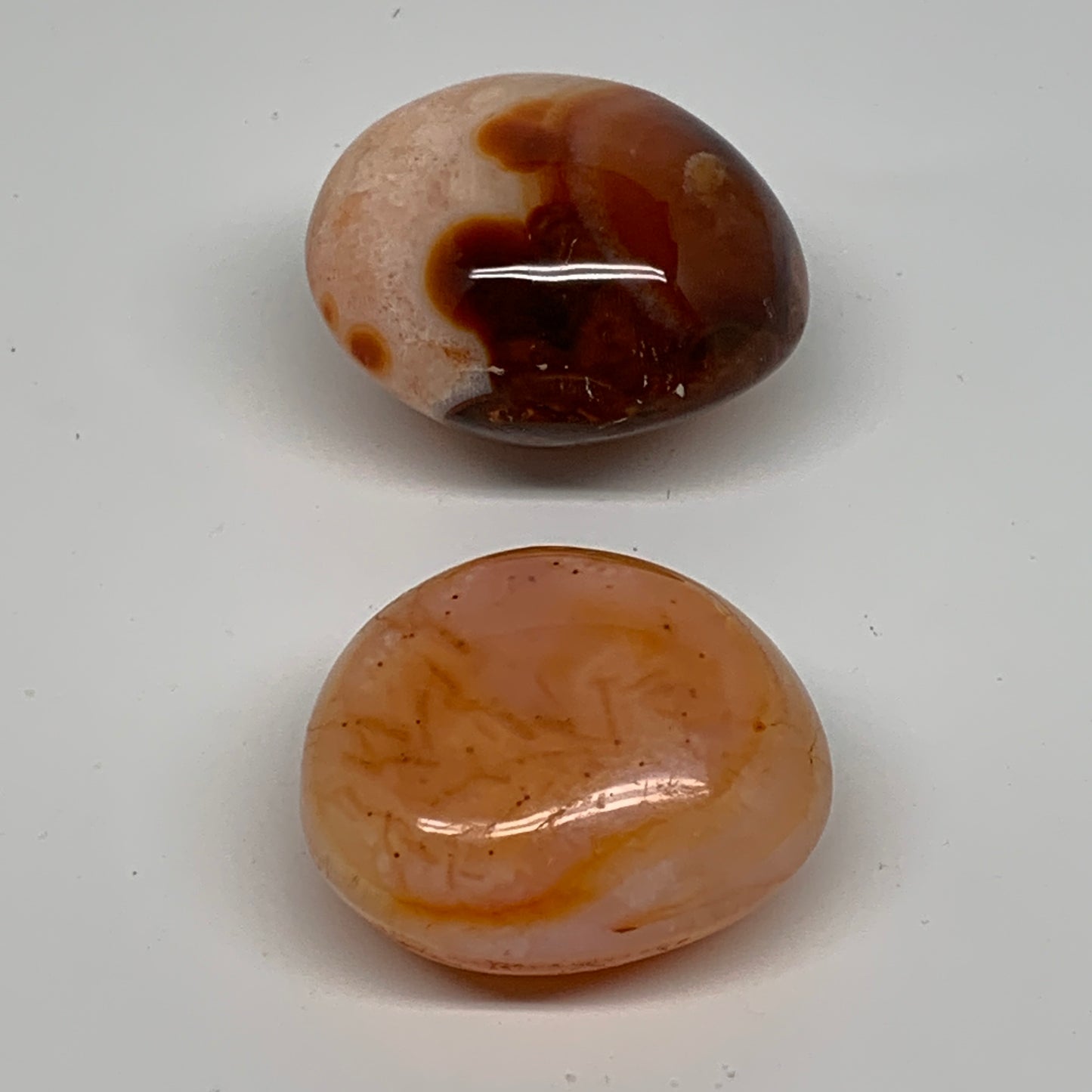 207.1g, 2"-2.2", 2pcs, Red Carnelian Palm-Stone Gem Crystal Polished, B37632