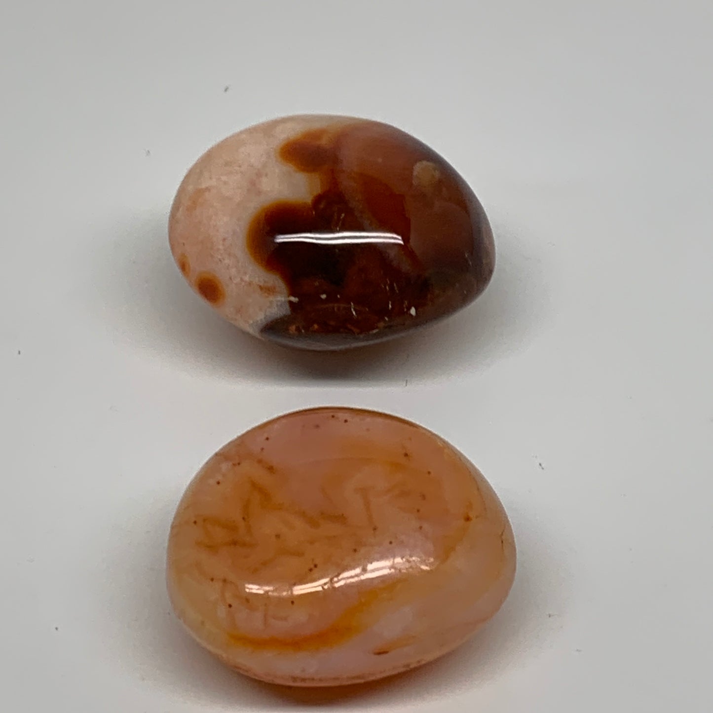 207.1g, 2"-2.2", 2pcs, Red Carnelian Palm-Stone Gem Crystal Polished, B37632