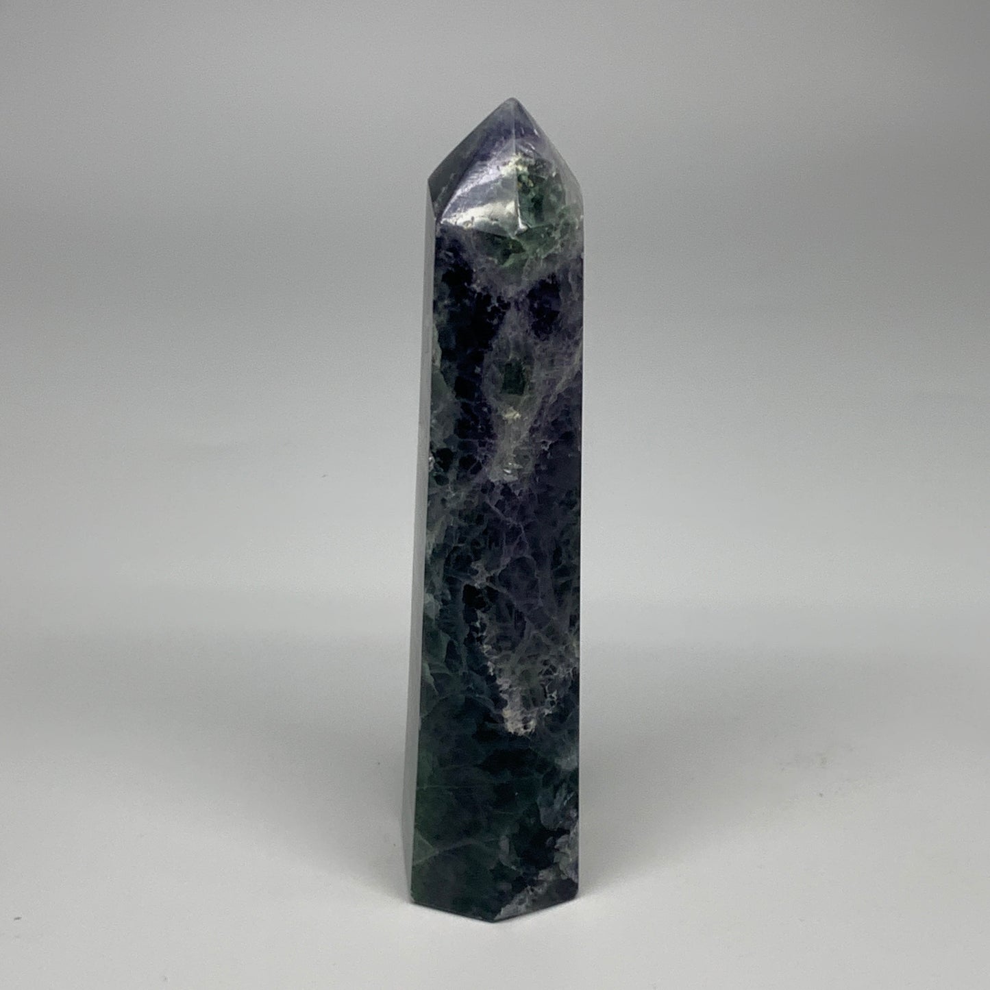 1.57 lbs,  6.4"x1.8"x1.7" Natural Fluorite Tower Obelisk Point Crystal, B29691