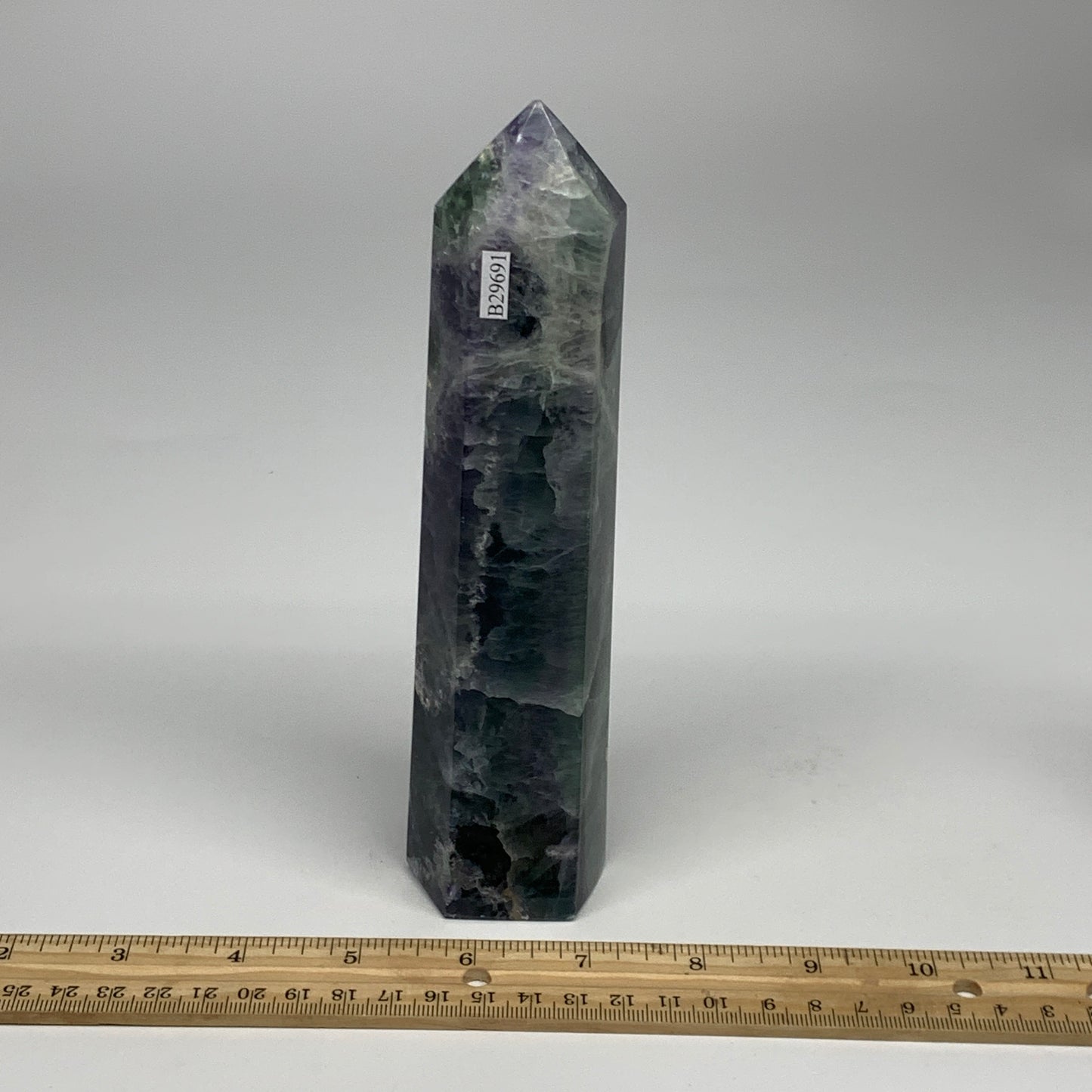 1.57 lbs,  6.4"x1.8"x1.7" Natural Fluorite Tower Obelisk Point Crystal, B29691