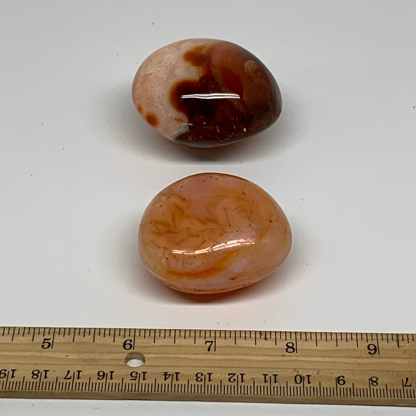 207.1g, 2"-2.2", 2pcs, Red Carnelian Palm-Stone Gem Crystal Polished, B37632