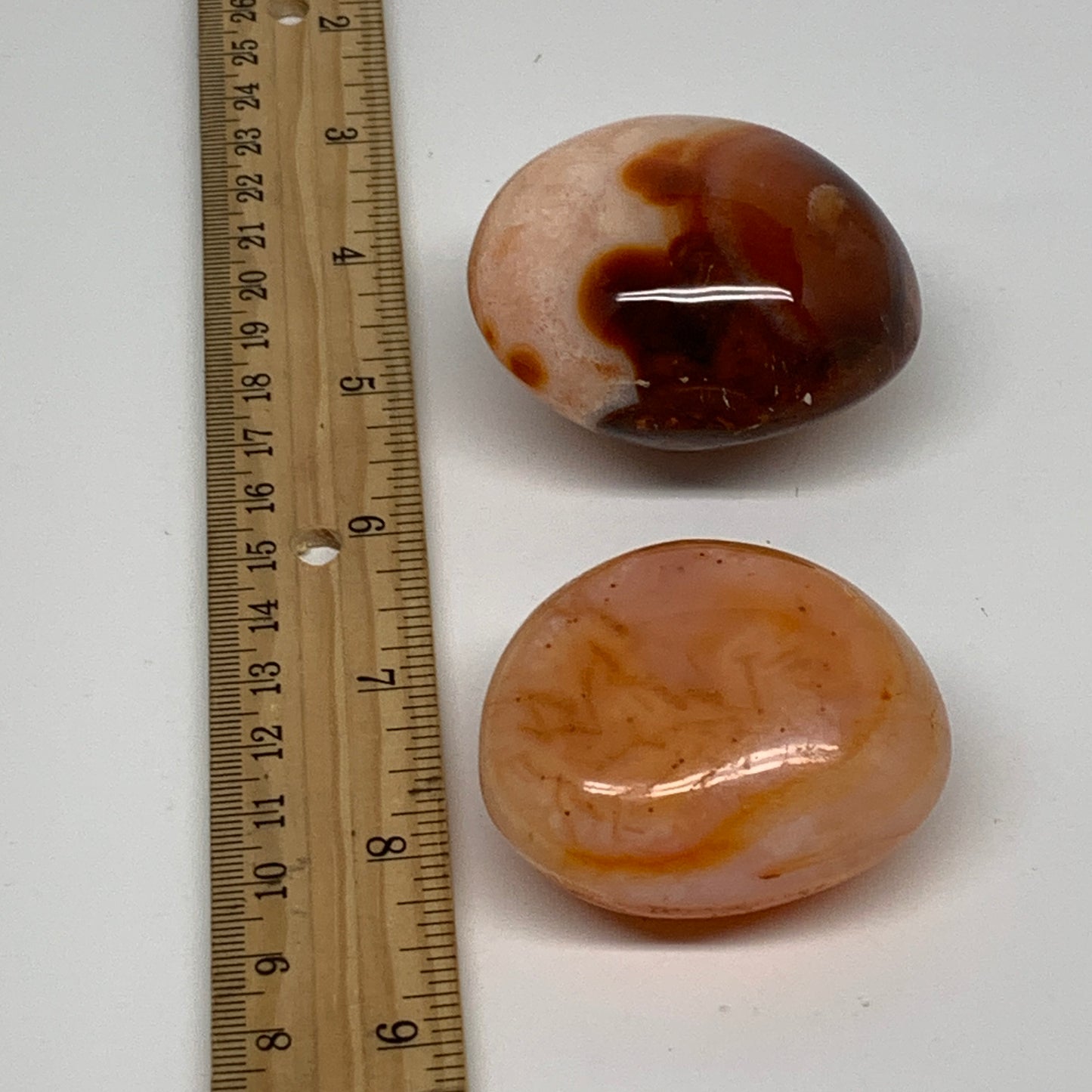 207.1g, 2"-2.2", 2pcs, Red Carnelian Palm-Stone Gem Crystal Polished, B37632
