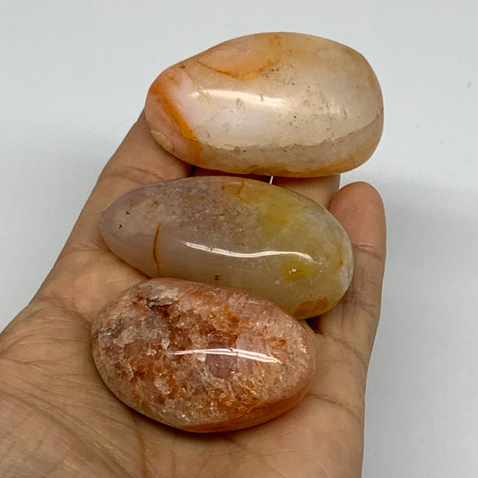 18.5g, 1.9"-2.2", 3pcs, Red Carnelian Palm-Stone Gem Crystal Polished, B37633