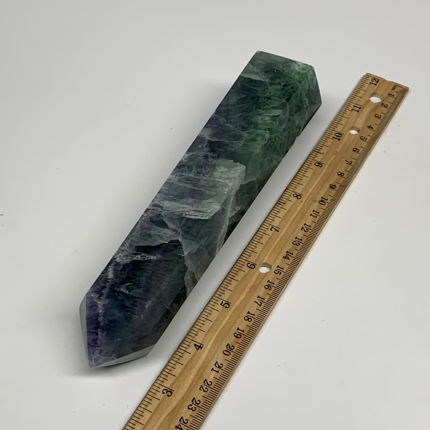 1.57 lbs,  6.4"x1.8"x1.7" Natural Fluorite Tower Obelisk Point Crystal, B29691