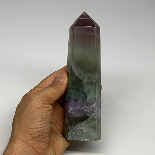 1.2 lbs,  6.3"x1.9"x1.4" Natural Fluorite Tower Obelisk Point Crystal, B29692