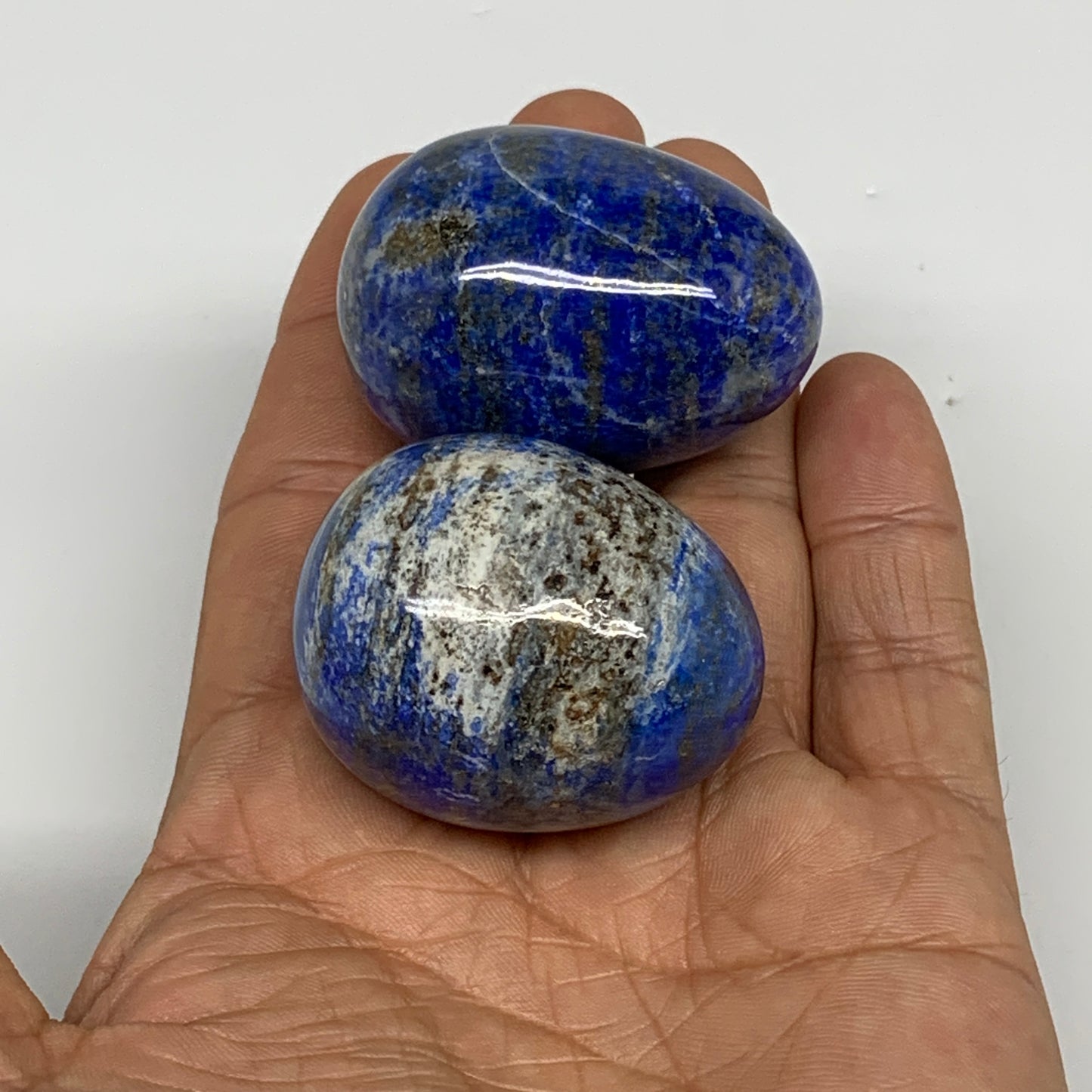 148.1g, 1.6"-1.7", 2pcs, Natural Lapis Lazuli Egg Polished @Afghanistan, B30419