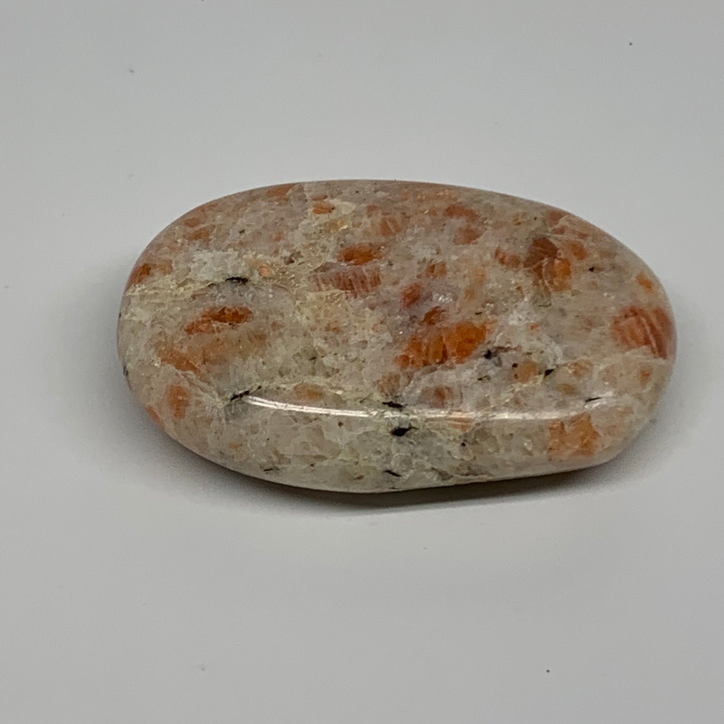 108.4g, 2.8"x1.8"x0.8", Natural Sunstone Palm-Stone Polished from India, B34597