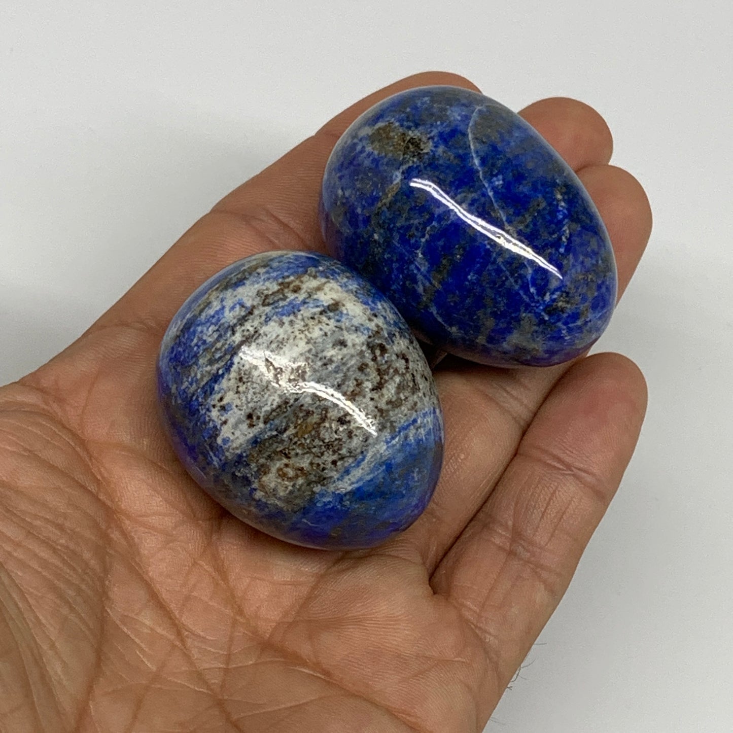 148.1g, 1.6"-1.7", 2pcs, Natural Lapis Lazuli Egg Polished @Afghanistan, B30419
