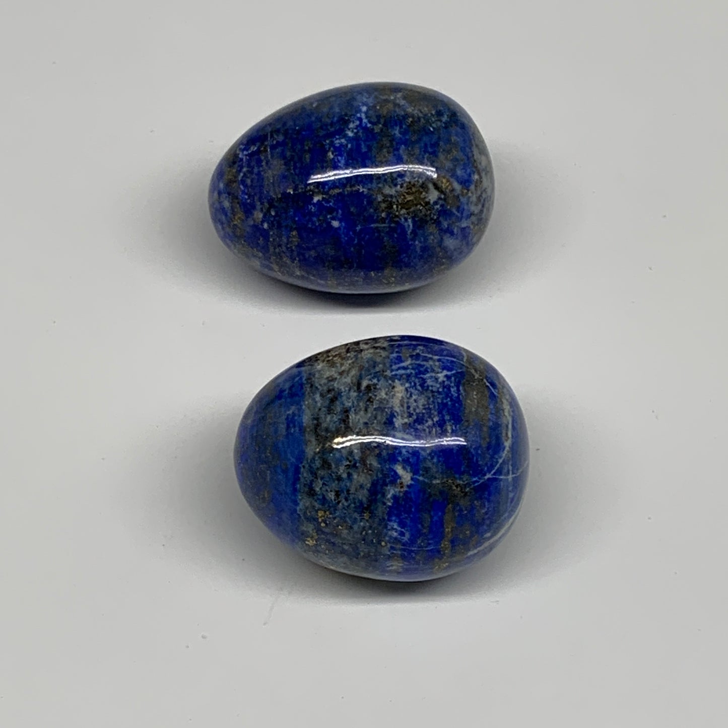 148.1g, 1.6"-1.7", 2pcs, Natural Lapis Lazuli Egg Polished @Afghanistan, B30419