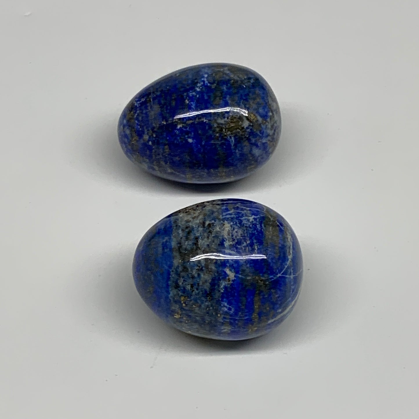 148.1g, 1.6"-1.7", 2pcs, Natural Lapis Lazuli Egg Polished @Afghanistan, B30419