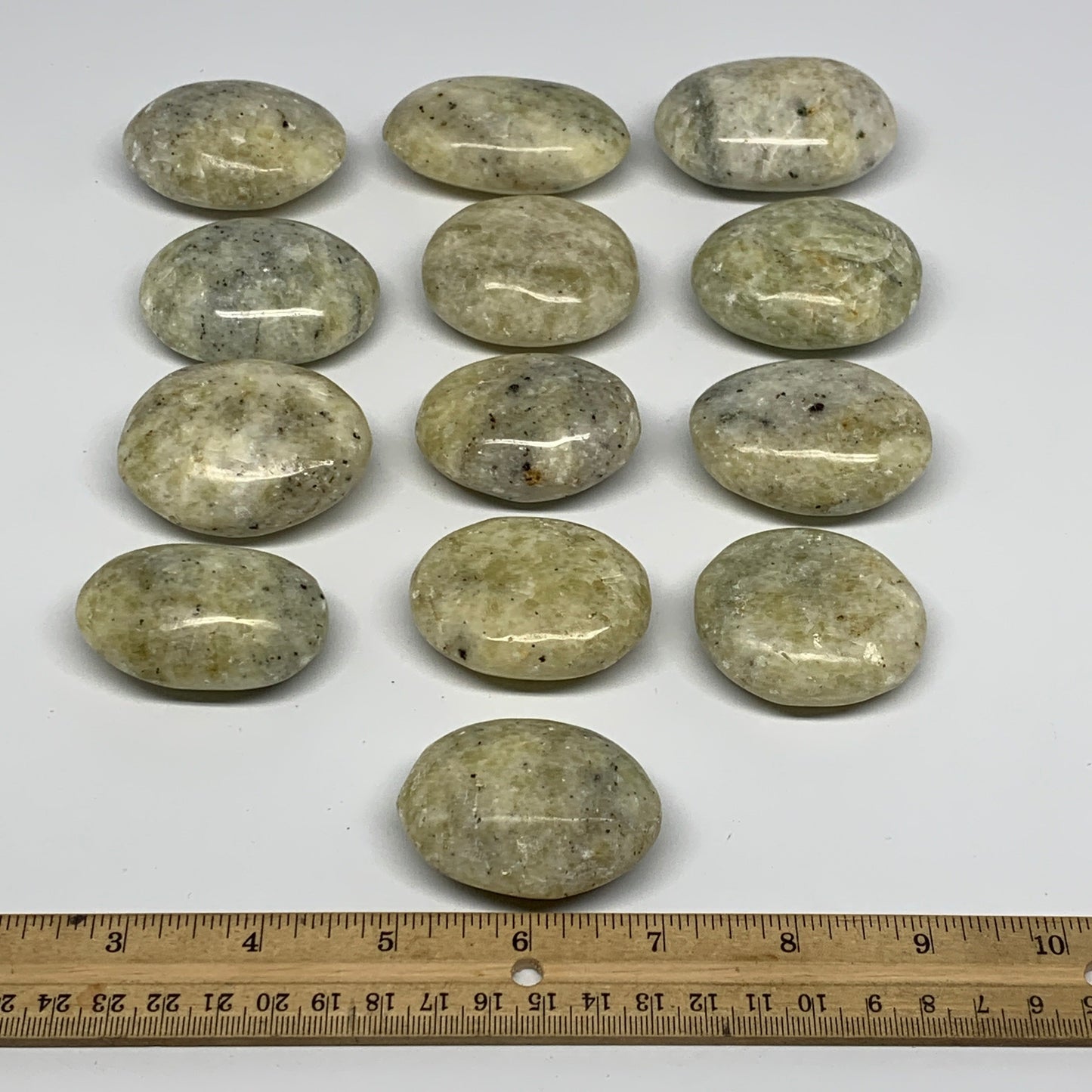 2.2 Lbs, 2"-2.5", 13pcs, Yellow Calcite Palm-Stone Crystal Polished, B17776