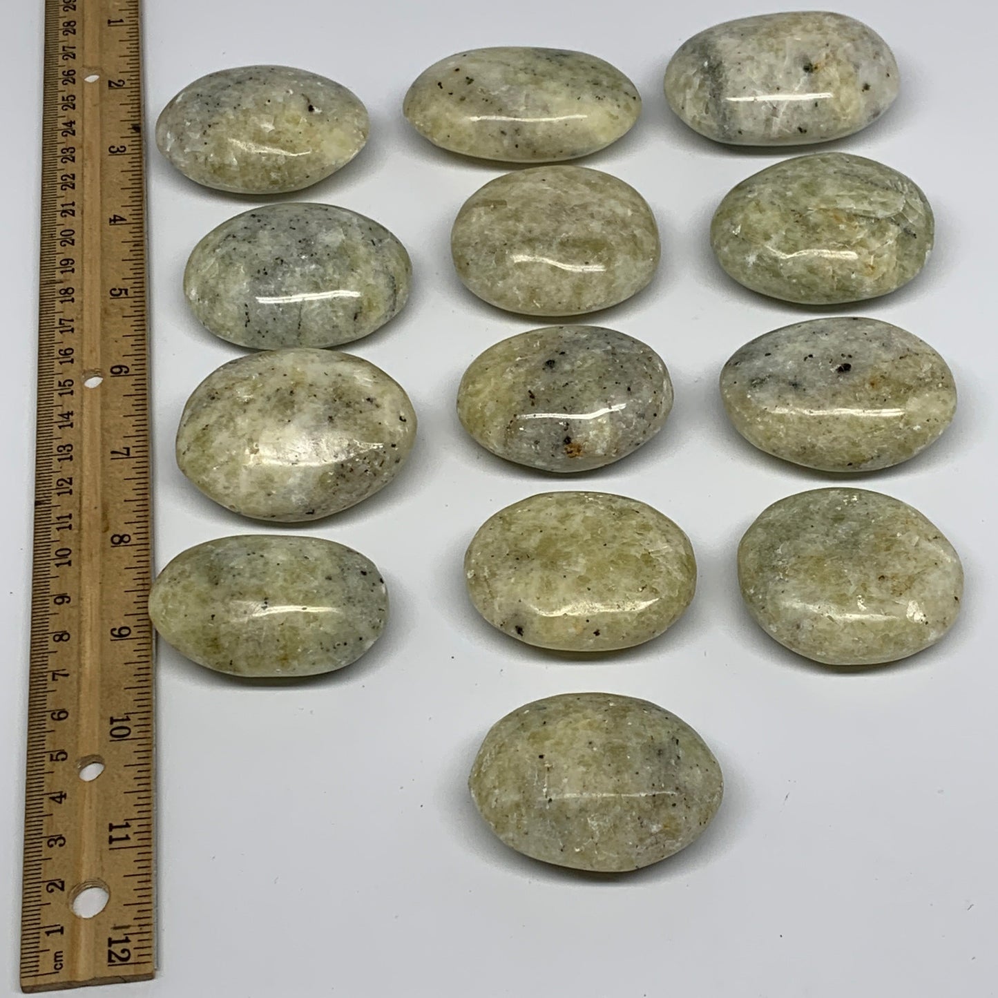 2.2 Lbs, 2"-2.5", 13pcs, Yellow Calcite Palm-Stone Crystal Polished, B17776