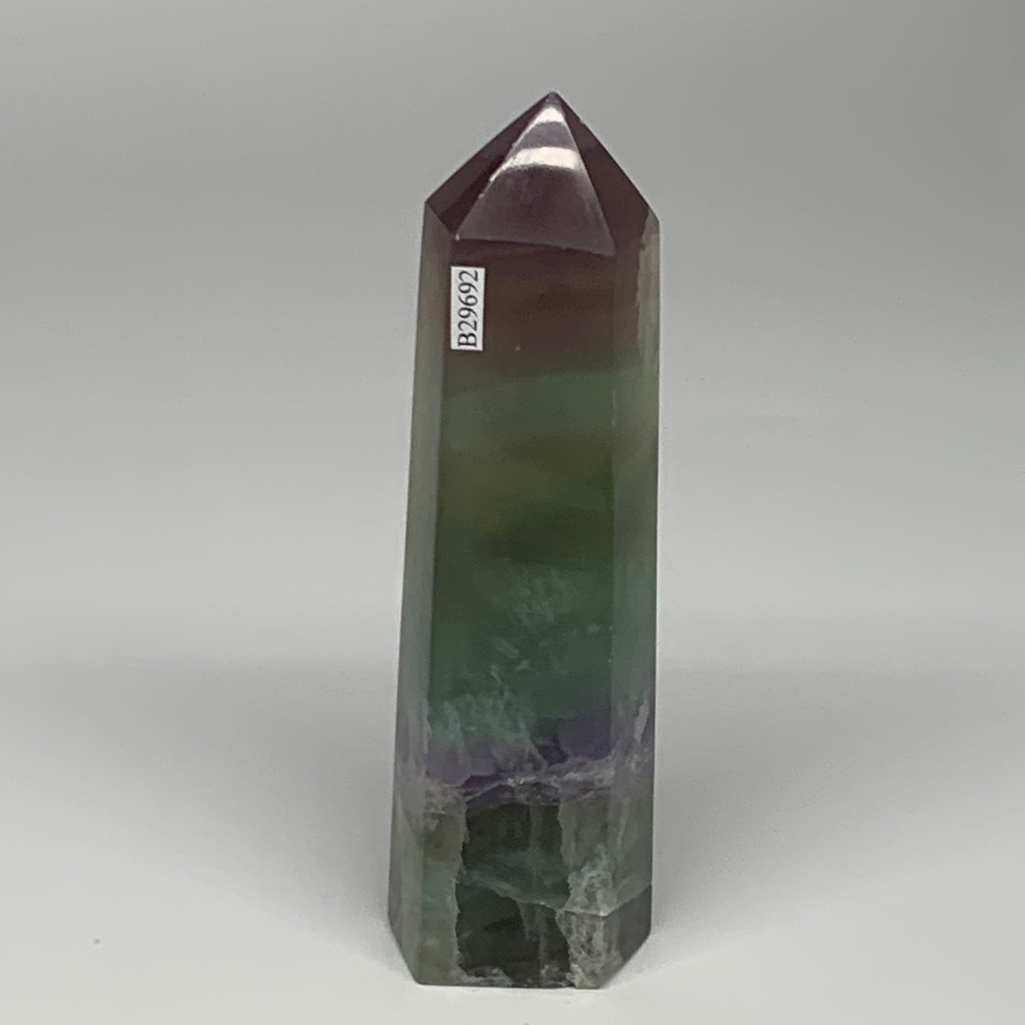 1.2 lbs,  6.3"x1.9"x1.4" Natural Fluorite Tower Obelisk Point Crystal, B29692