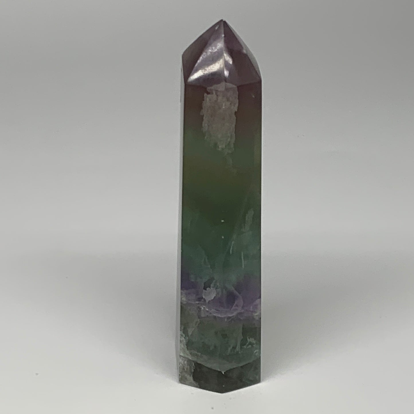 1.2 lbs,  6.3"x1.9"x1.4" Natural Fluorite Tower Obelisk Point Crystal, B29692