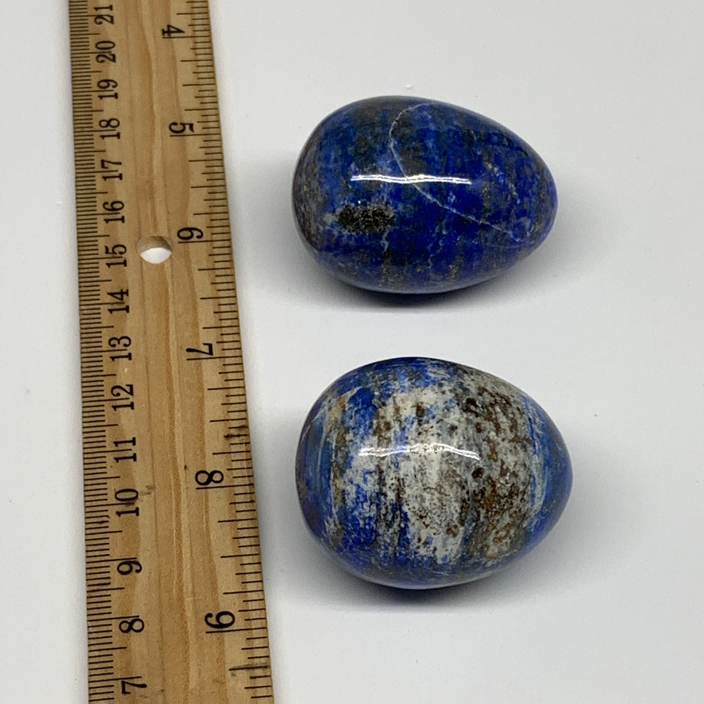 148.1g, 1.6"-1.7", 2pcs, Natural Lapis Lazuli Egg Polished @Afghanistan, B30419