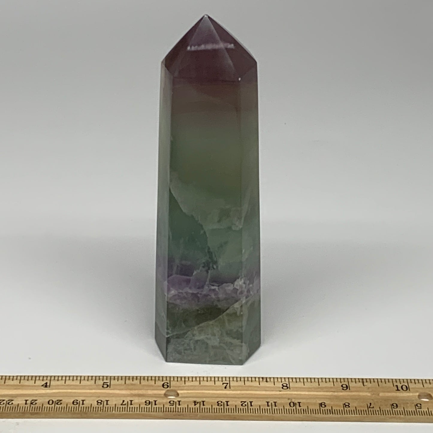 1.2 lbs,  6.3"x1.9"x1.4" Natural Fluorite Tower Obelisk Point Crystal, B29692