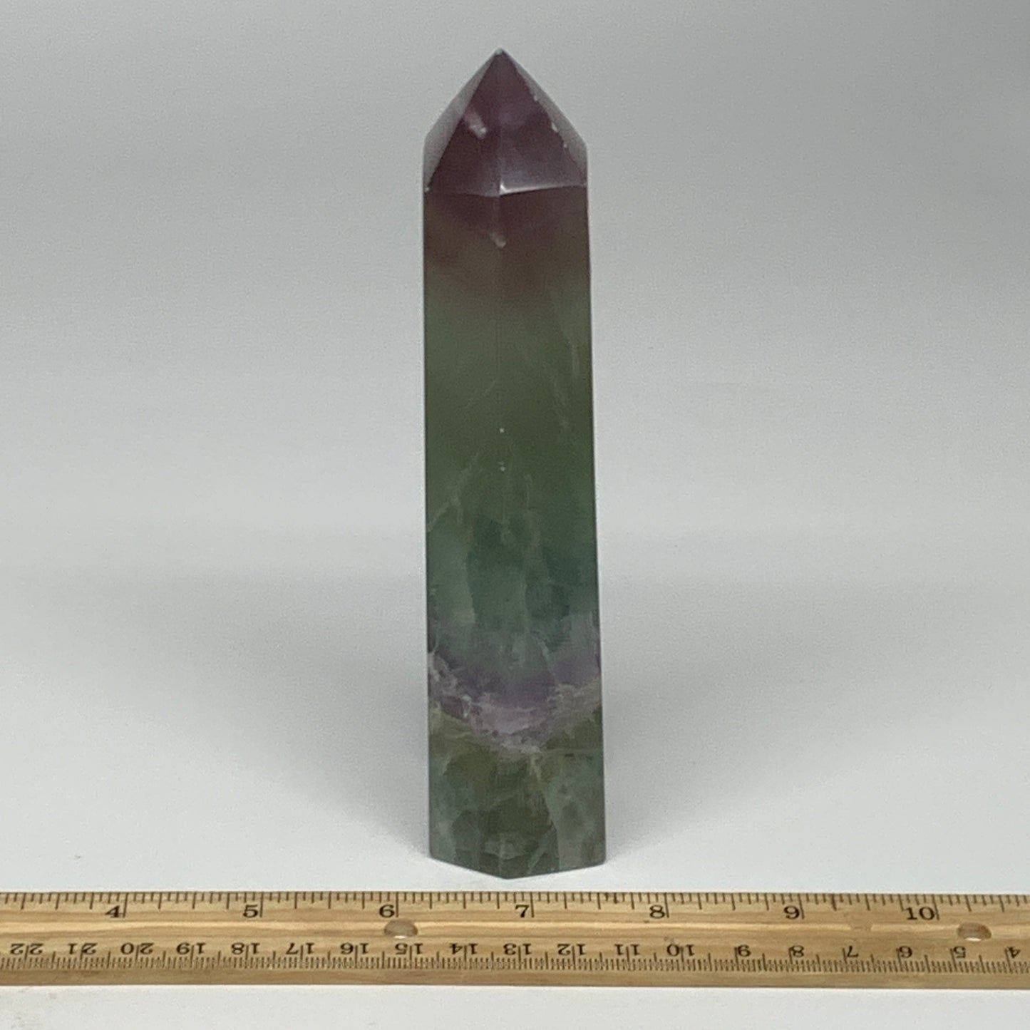 1.2 lbs,  6.3"x1.9"x1.4" Natural Fluorite Tower Obelisk Point Crystal, B29692
