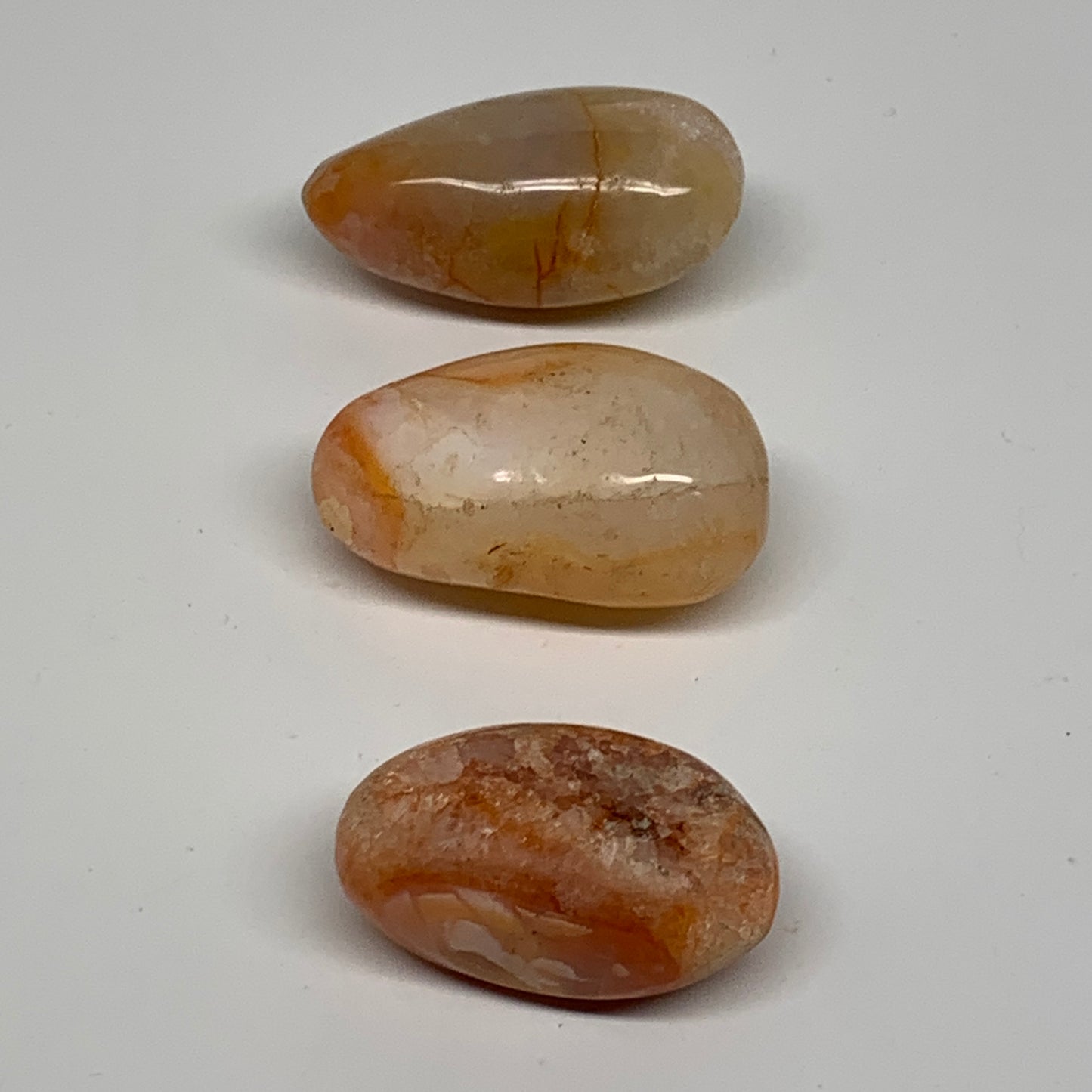 18.5g, 1.9"-2.2", 3pcs, Red Carnelian Palm-Stone Gem Crystal Polished, B37633