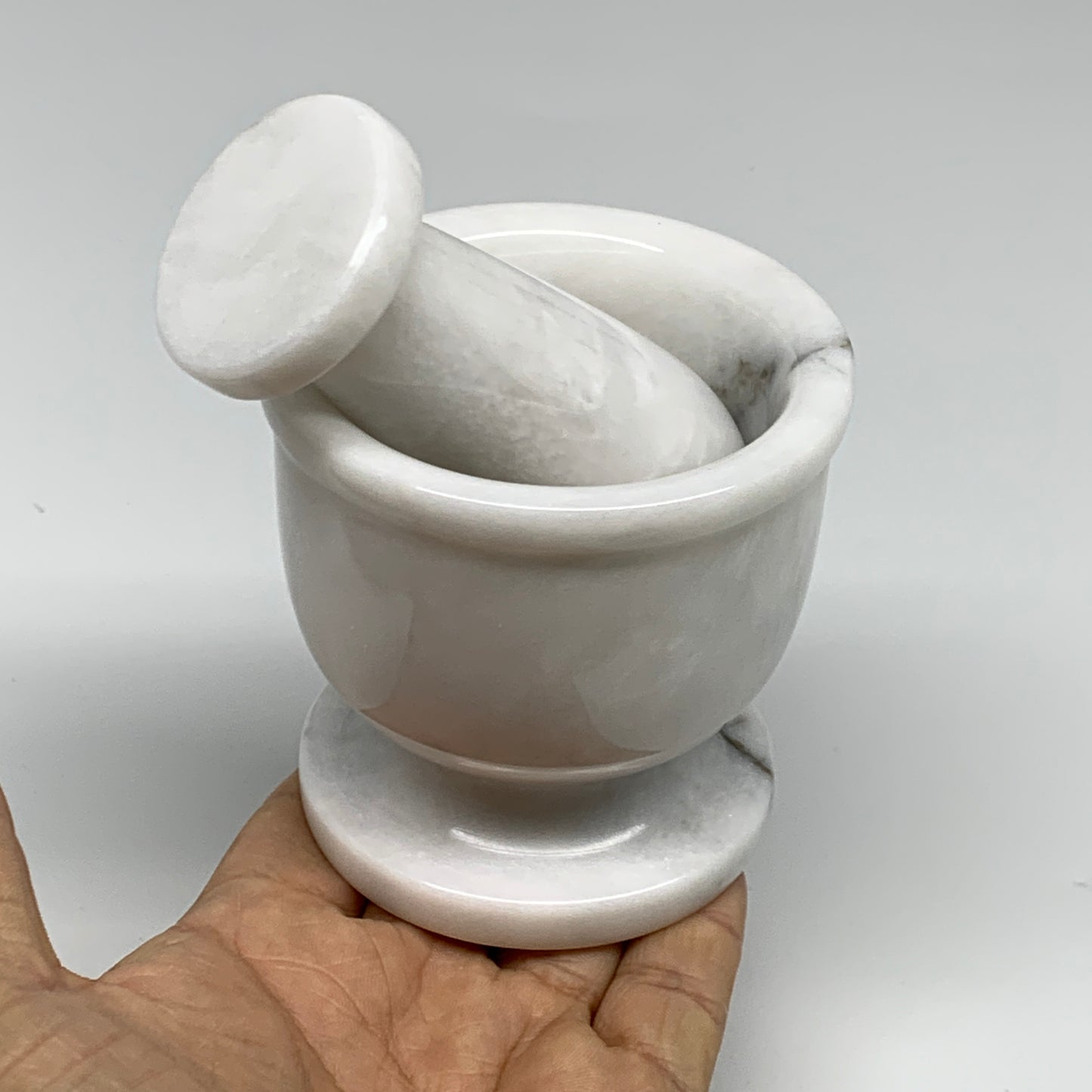 1.32 lbs, 3"x3", Natural Marble Crystal Pestle and Mortar Handmade, B32575