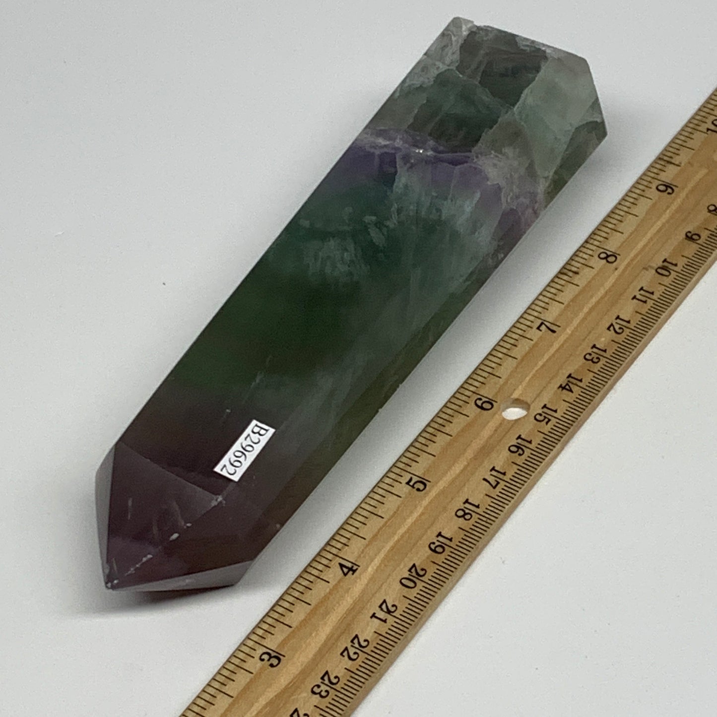 1.2 lbs,  6.3"x1.9"x1.4" Natural Fluorite Tower Obelisk Point Crystal, B29692
