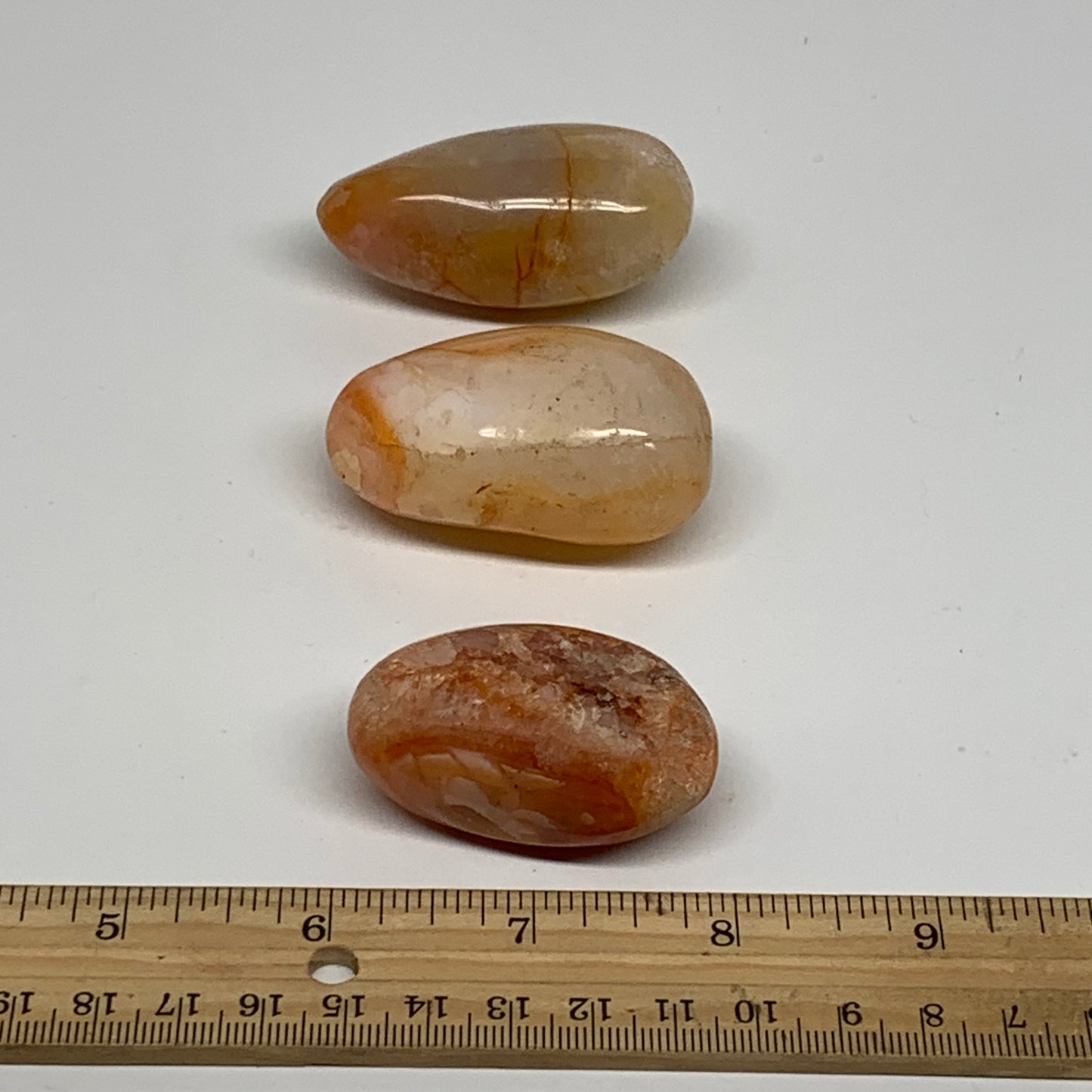 18.5g, 1.9"-2.2", 3pcs, Red Carnelian Palm-Stone Gem Crystal Polished, B37633