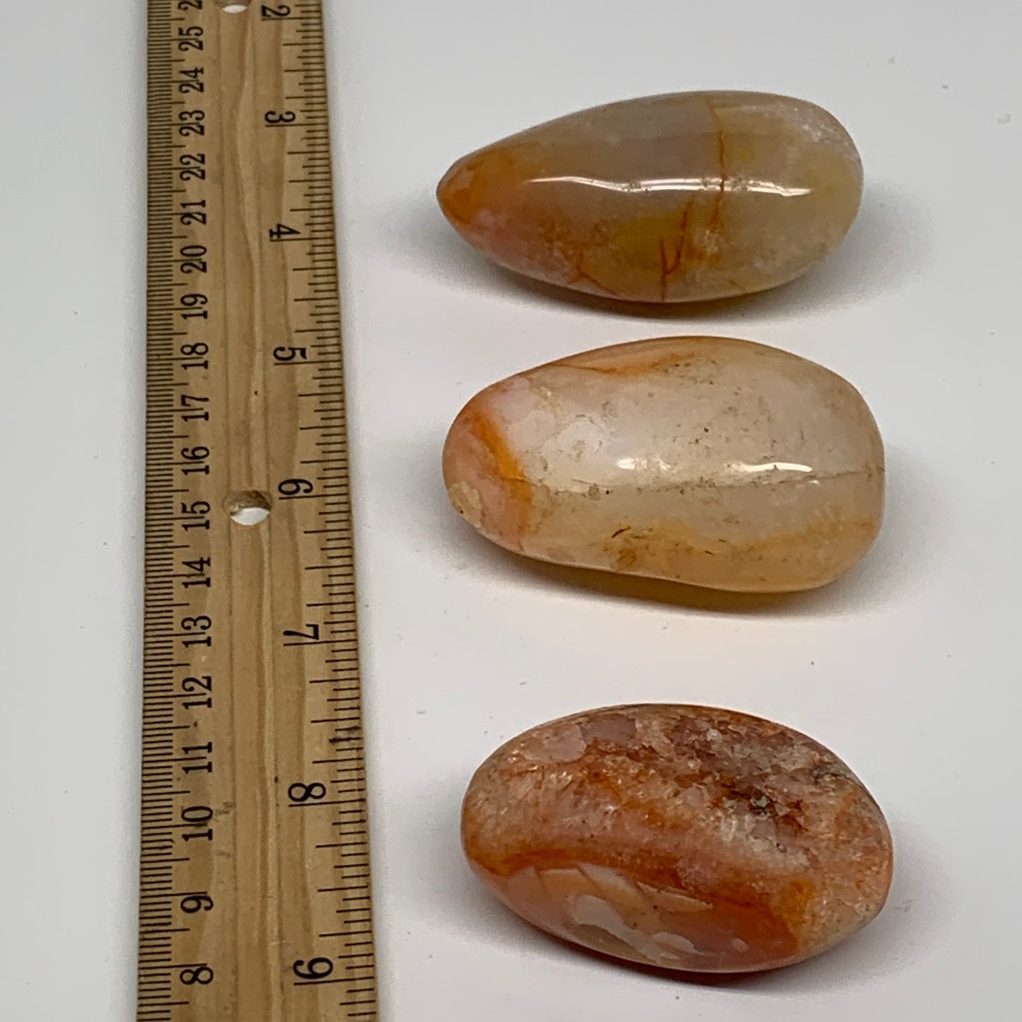 18.5g, 1.9"-2.2", 3pcs, Red Carnelian Palm-Stone Gem Crystal Polished, B37633