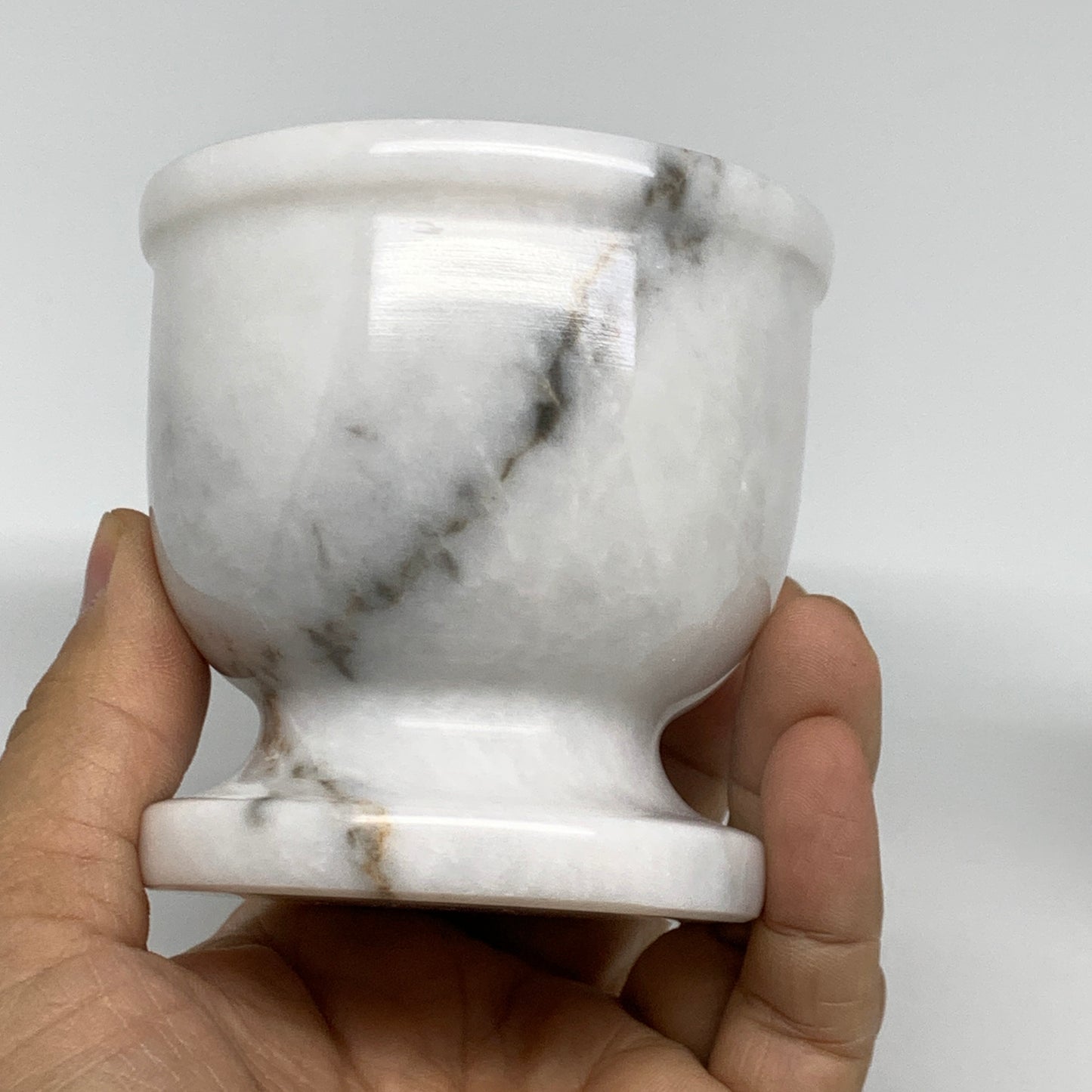 1.32 lbs, 3"x3", Natural Marble Crystal Pestle and Mortar Handmade, B32575