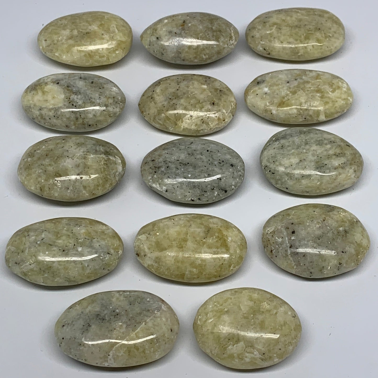 2.2 Lbs, 1.9"-2.4", 14pcs, Yellow Calcite Palm-Stone Crystal Polished, B17777