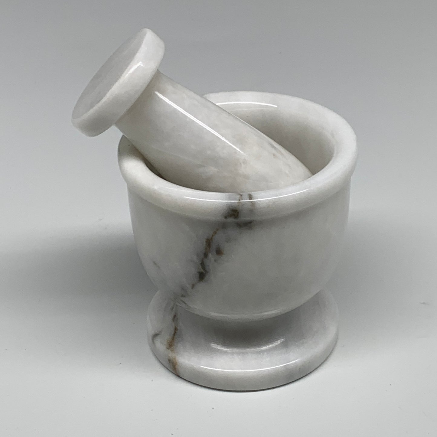 1.32 lbs, 3"x3", Natural Marble Crystal Pestle and Mortar Handmade, B32575