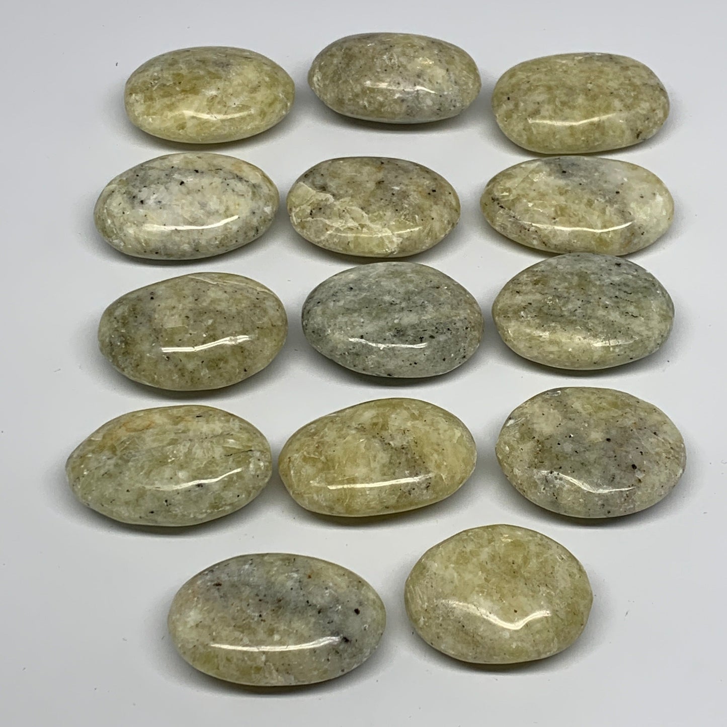 2.2 Lbs, 1.9"-2.4", 14pcs, Yellow Calcite Palm-Stone Crystal Polished, B17777