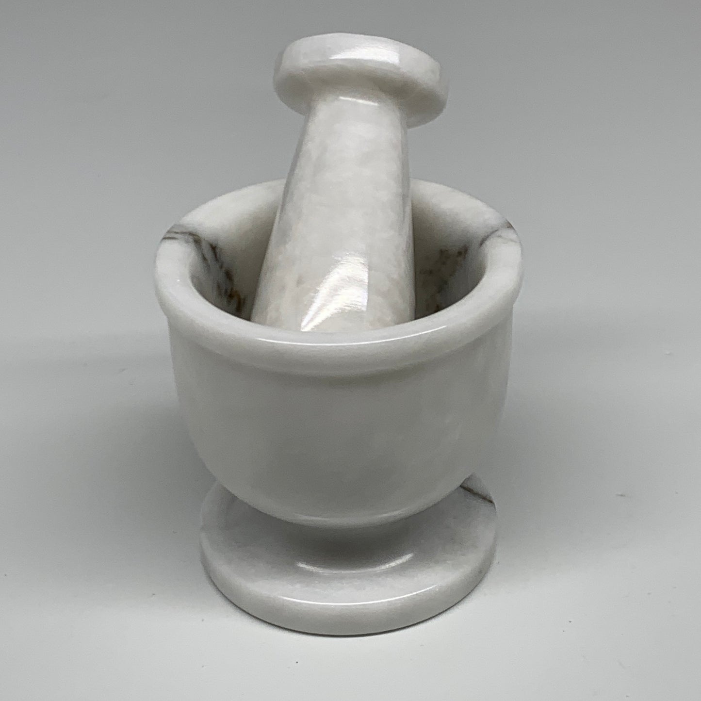 1.32 lbs, 3"x3", Natural Marble Crystal Pestle and Mortar Handmade, B32575