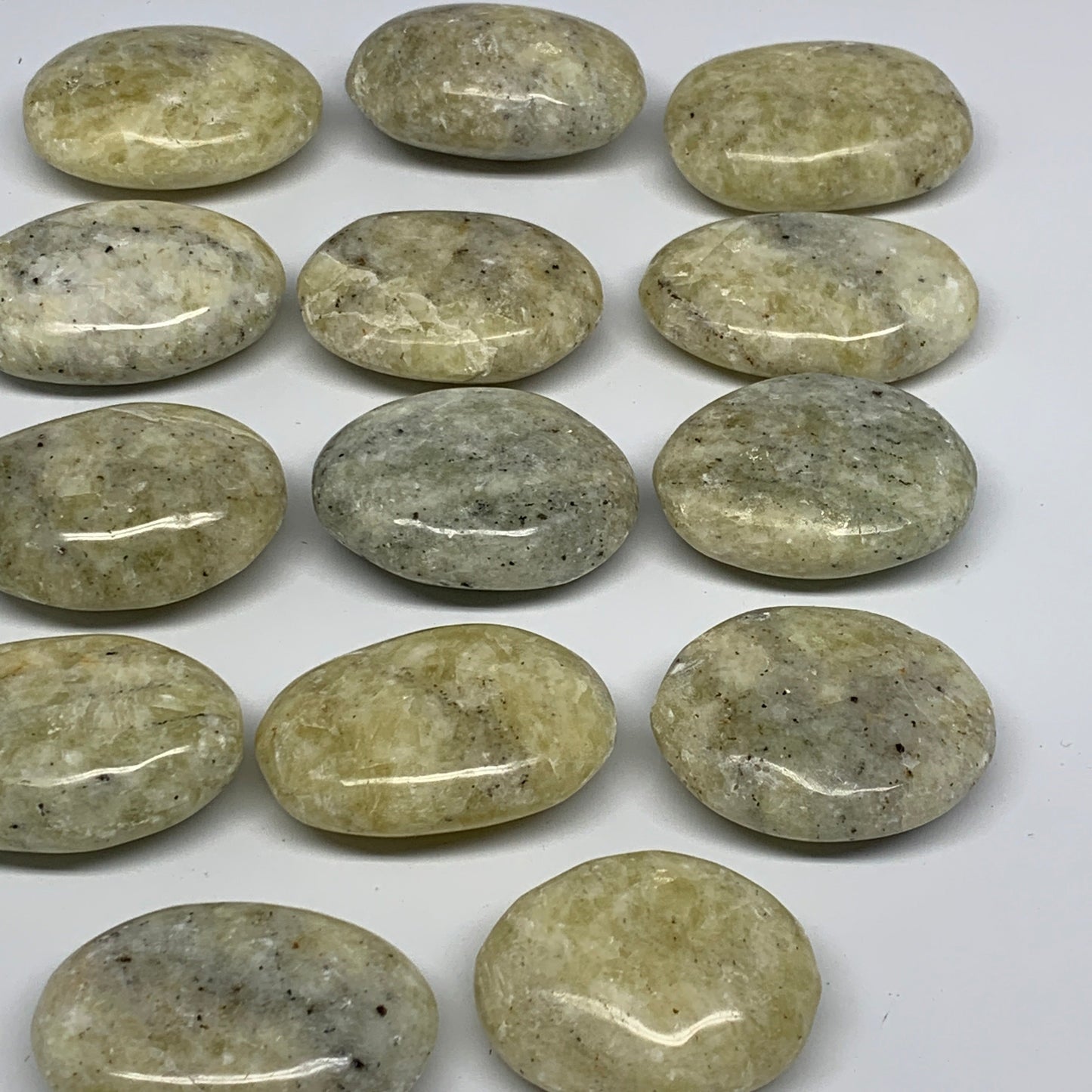 2.2 Lbs, 1.9"-2.4", 14pcs, Yellow Calcite Palm-Stone Crystal Polished, B17777