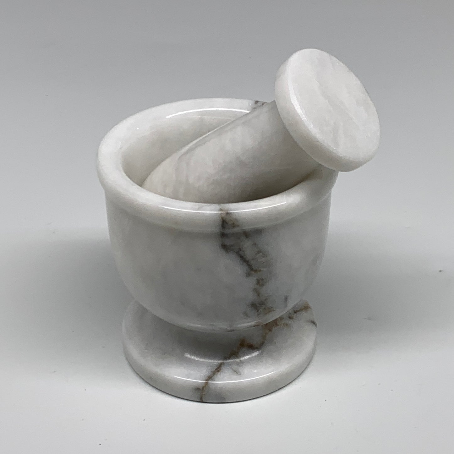 1.32 lbs, 3"x3", Natural Marble Crystal Pestle and Mortar Handmade, B32575