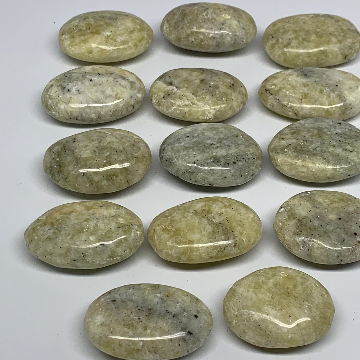 2.2 Lbs, 1.9"-2.4", 14pcs, Yellow Calcite Palm-Stone Crystal Polished, B17777