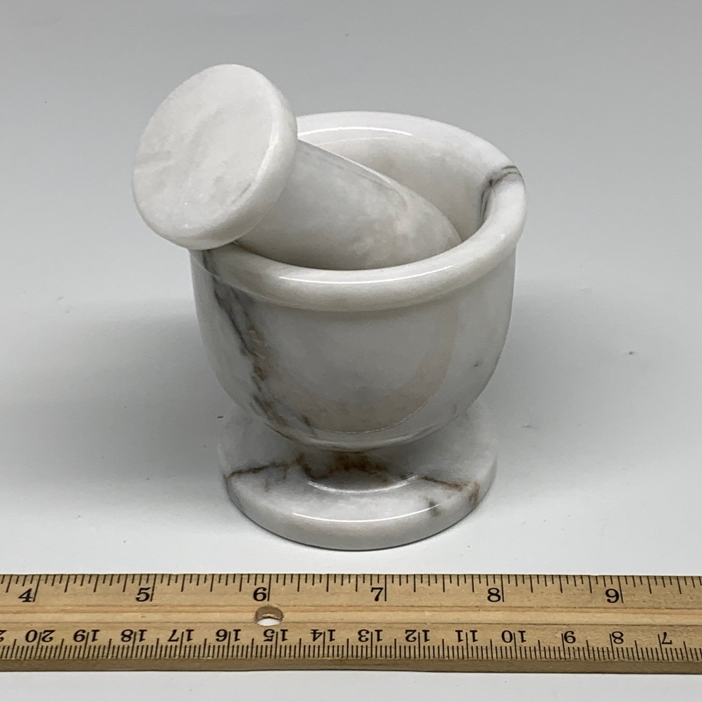 1.32 lbs, 3"x3", Natural Marble Crystal Pestle and Mortar Handmade, B32575