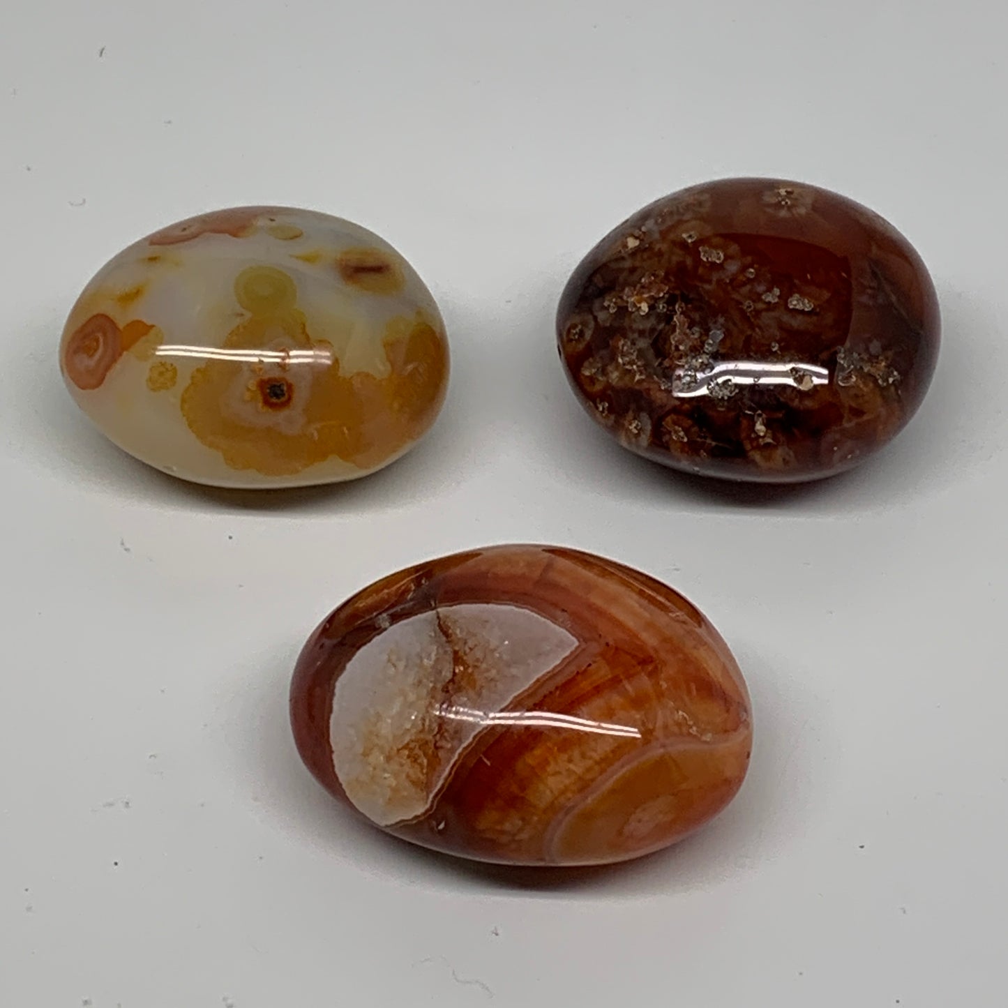 229.9g, 1.9"-2", 3pcs, Red Carnelian Palm-Stone Gem Crystal Polished, B37634