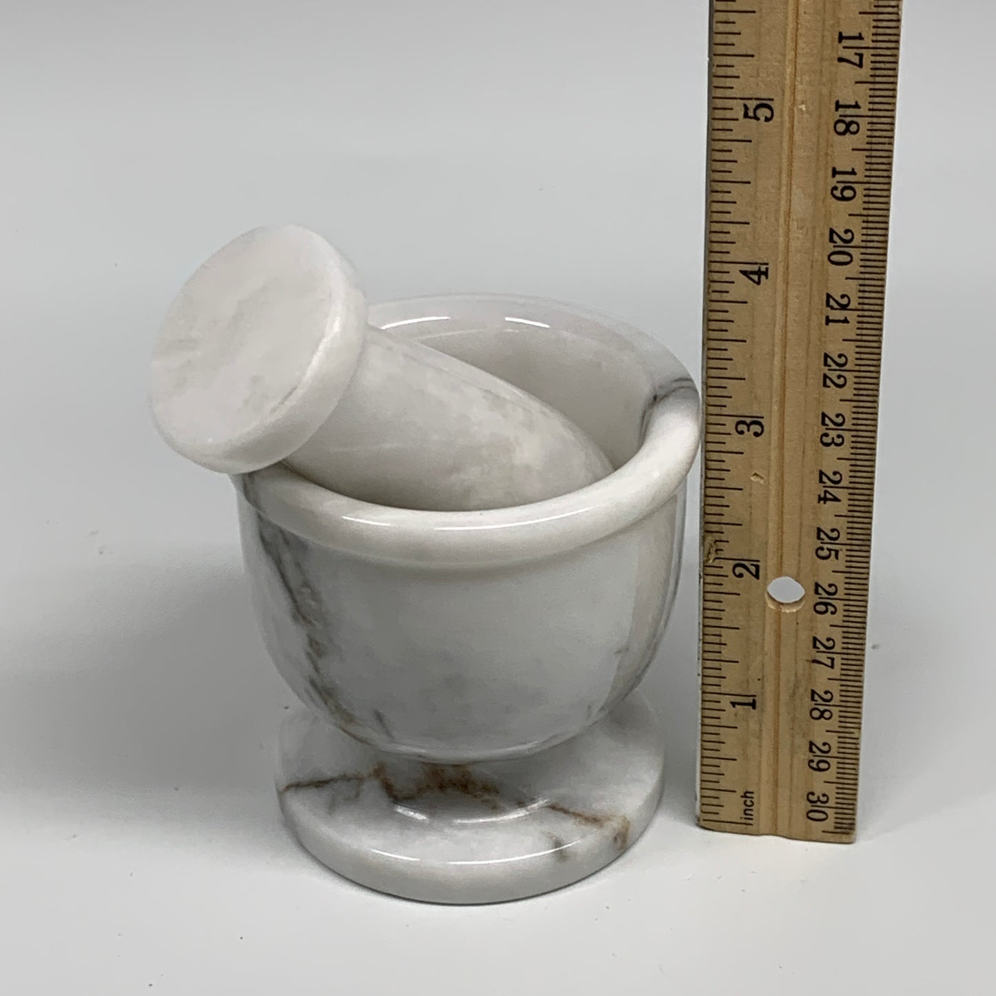 1.32 lbs, 3"x3", Natural Marble Crystal Pestle and Mortar Handmade, B32575