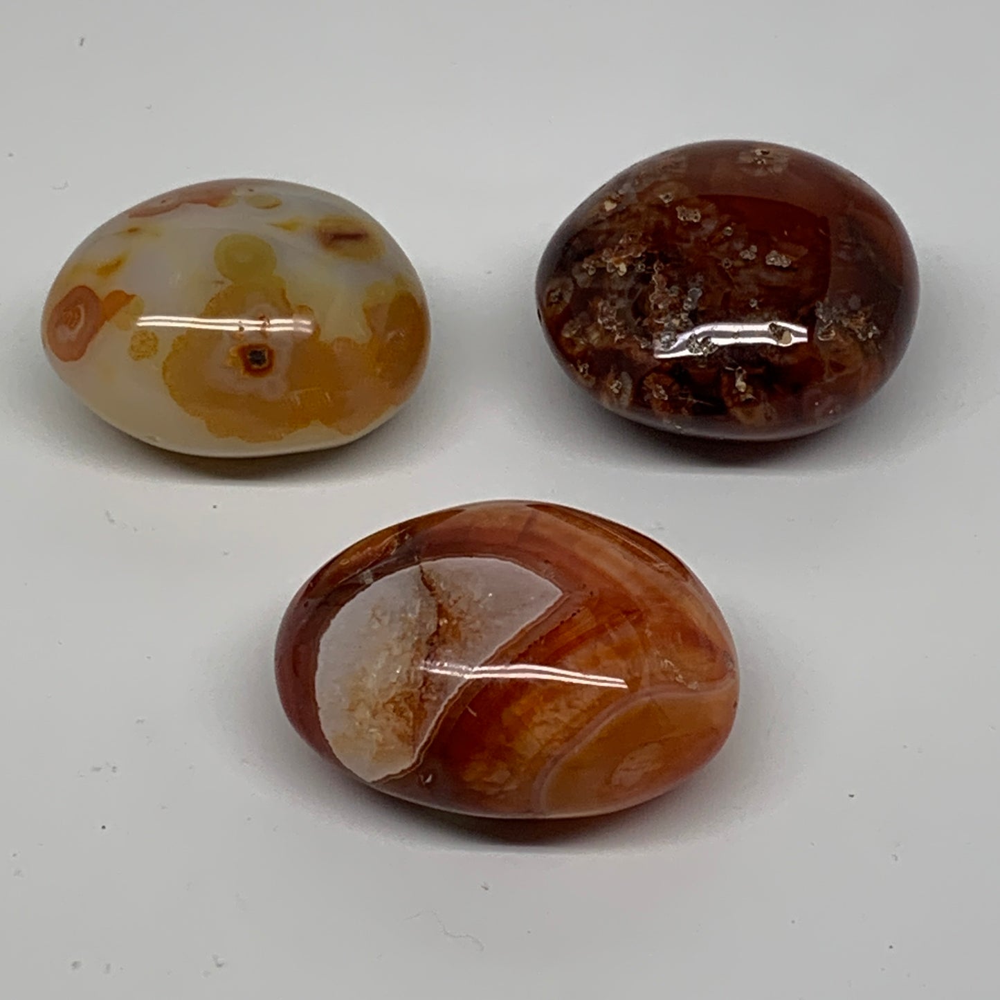 229.9g, 1.9"-2", 3pcs, Red Carnelian Palm-Stone Gem Crystal Polished, B37634