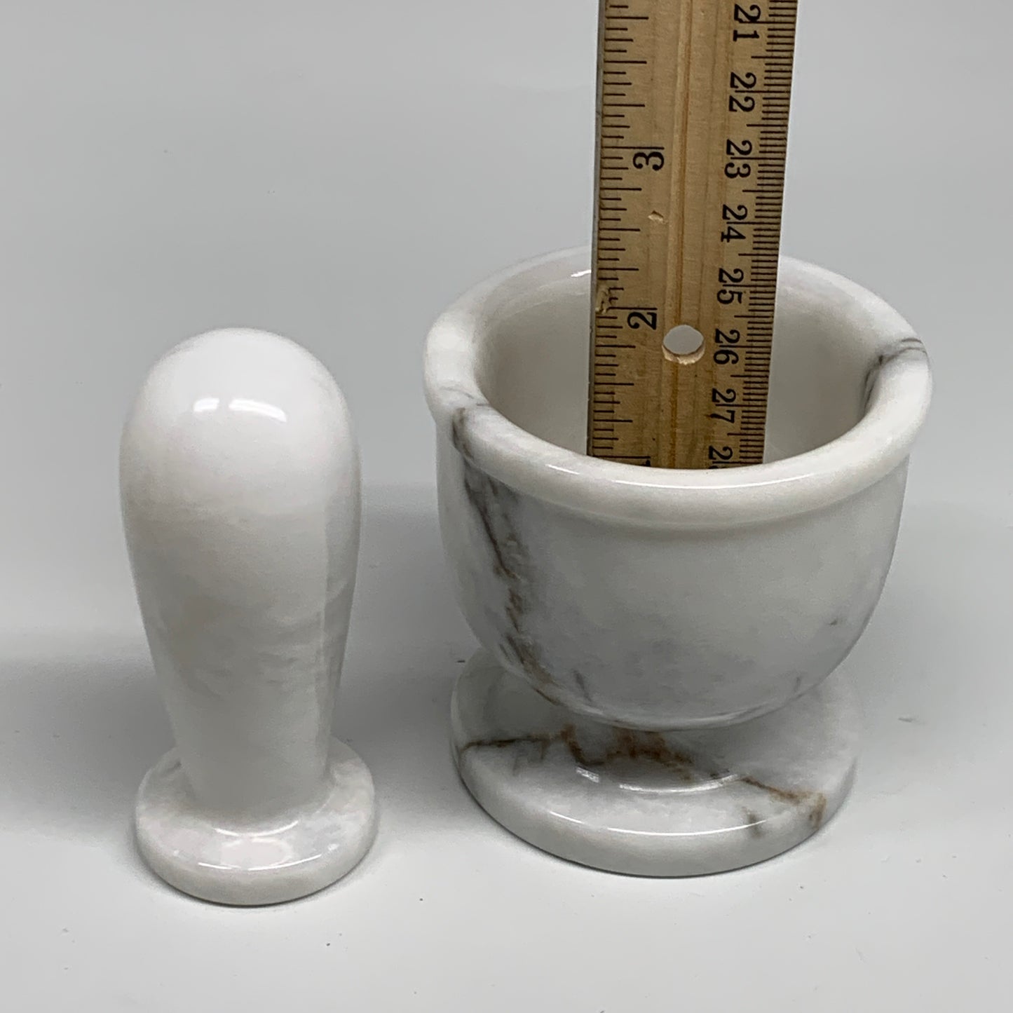 1.32 lbs, 3"x3", Natural Marble Crystal Pestle and Mortar Handmade, B32575