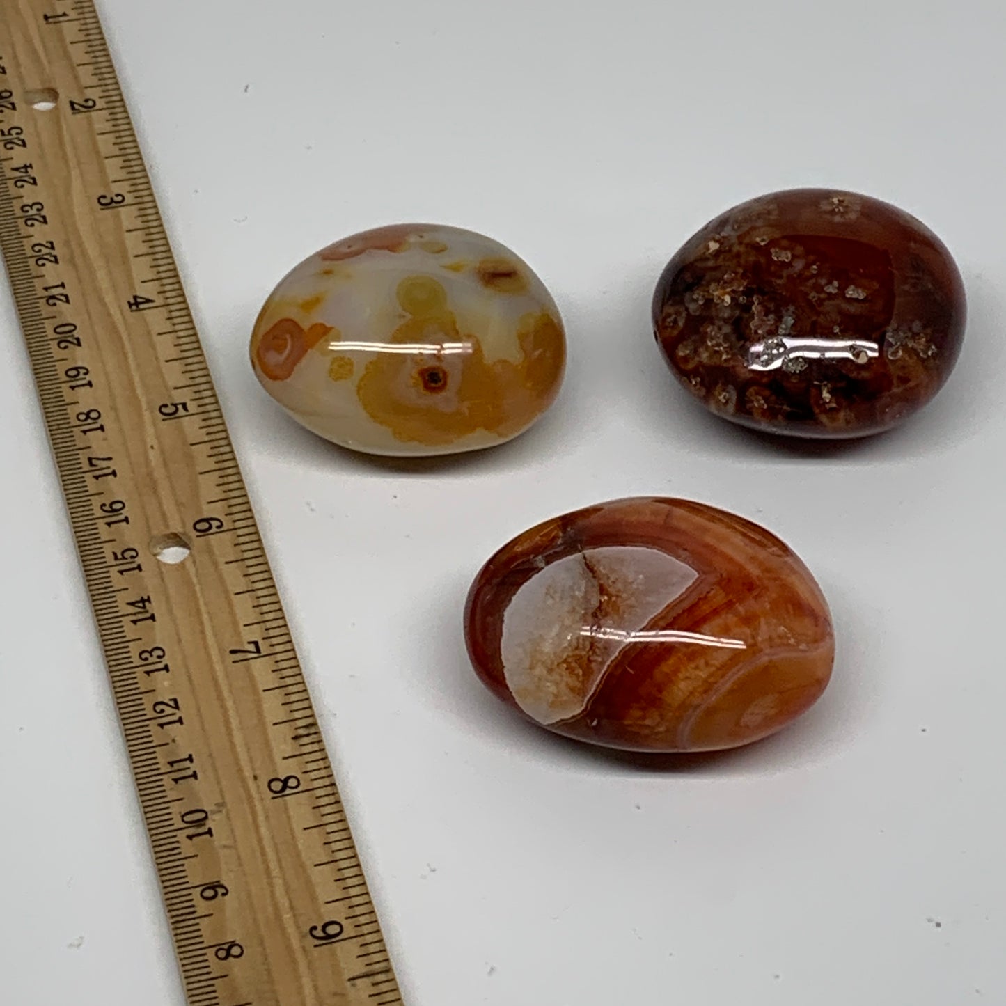 229.9g, 1.9"-2", 3pcs, Red Carnelian Palm-Stone Gem Crystal Polished, B37634