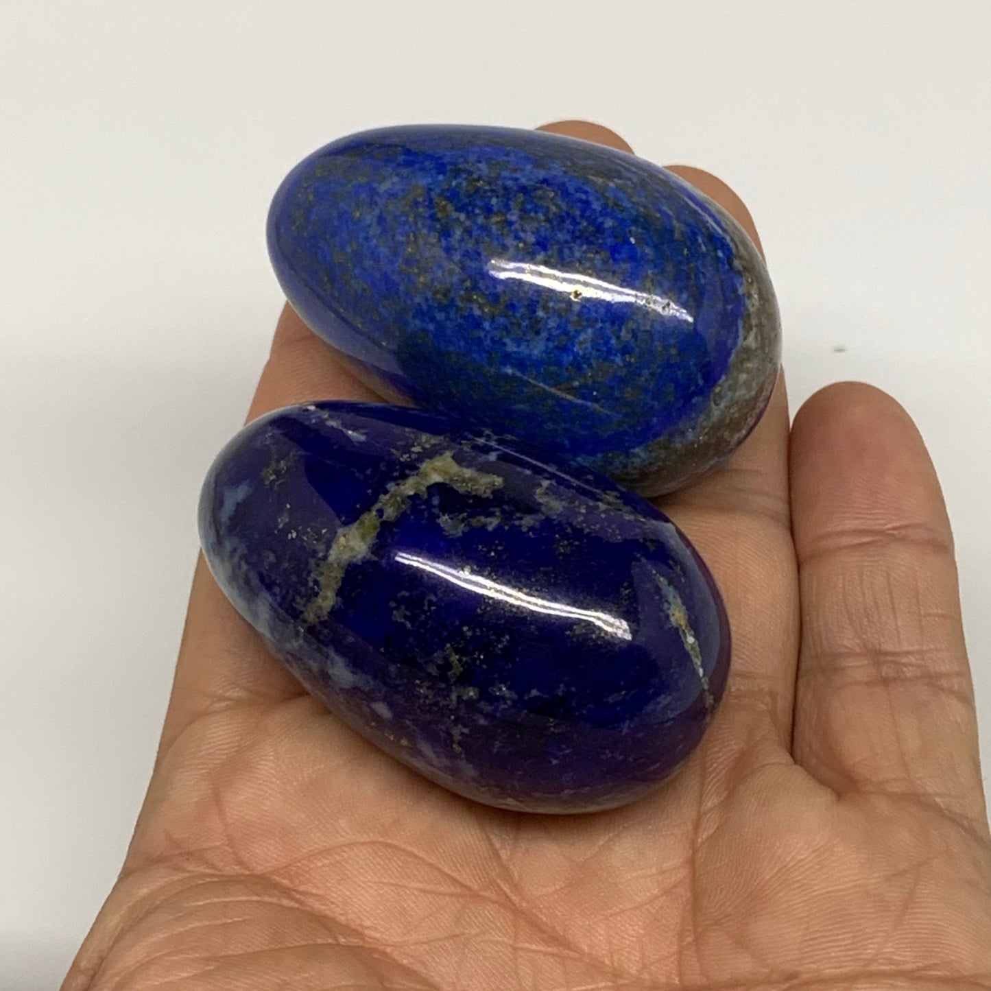 148.5g, 1.9"-1.9", 2pcs, Natural Lapis Lazuli Egg Polished @Afghanistan, B30421