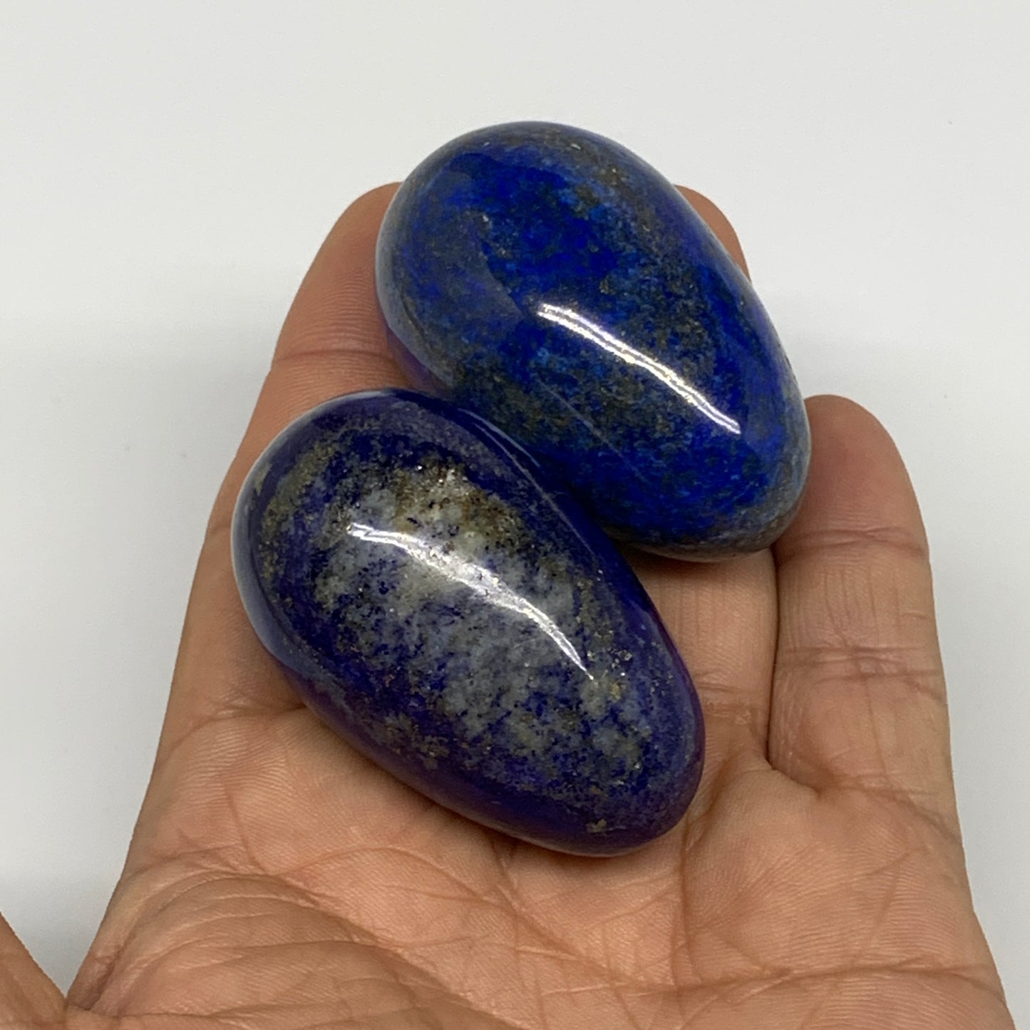 148.5g, 1.9"-1.9", 2pcs, Natural Lapis Lazuli Egg Polished @Afghanistan, B30421