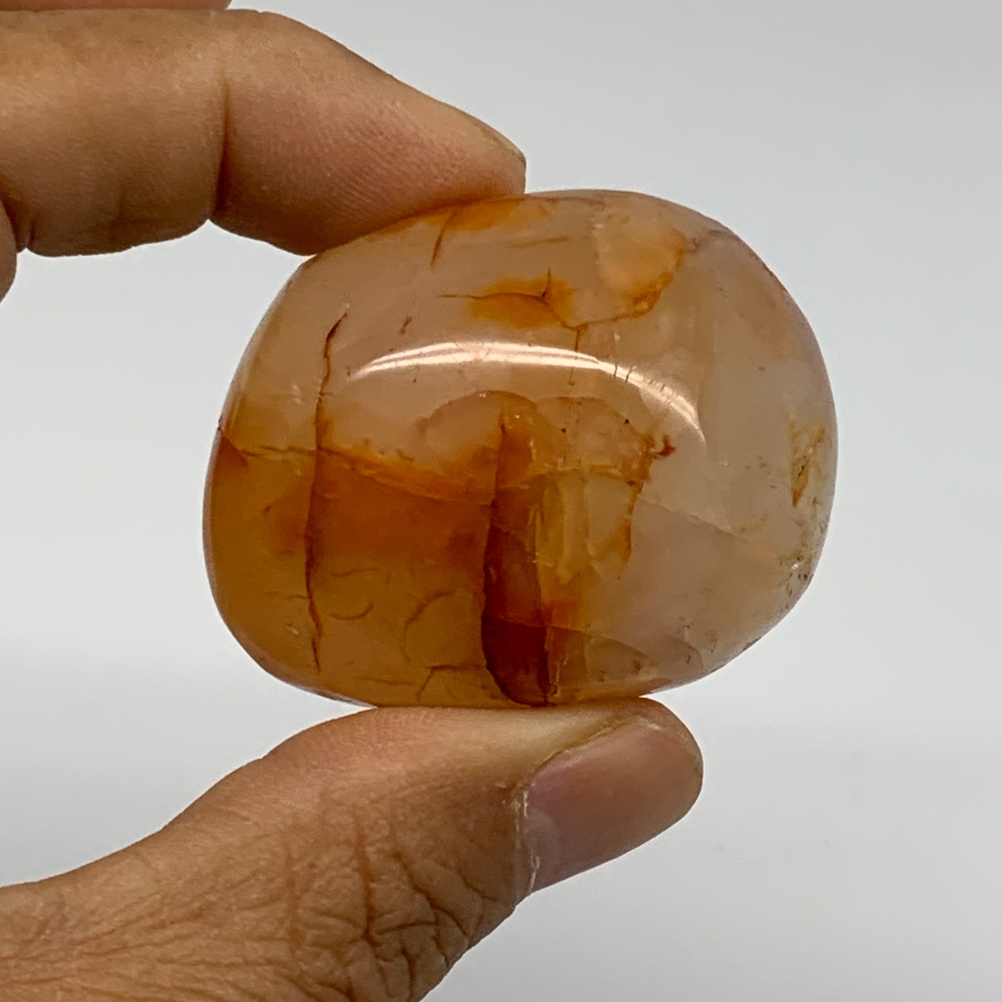 171.2g, 1.8"-2", 3pcs, Red Carnelian Palm-Stone Gem Crystal Polished, B37635